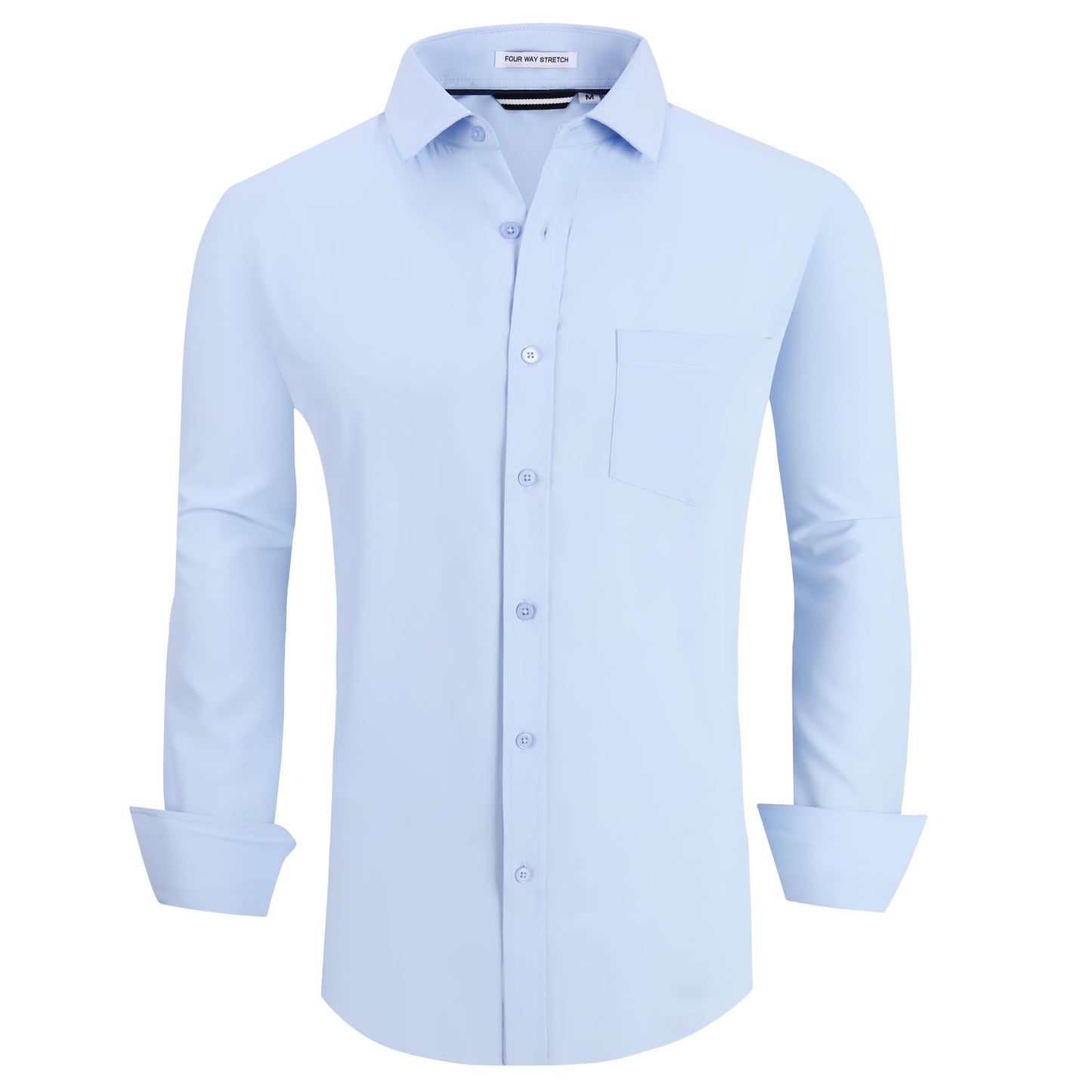 Alex Vando Mens Dress Shirt Wrinkle Free Regular Fit 4-Way Stretch Button Down Shirts