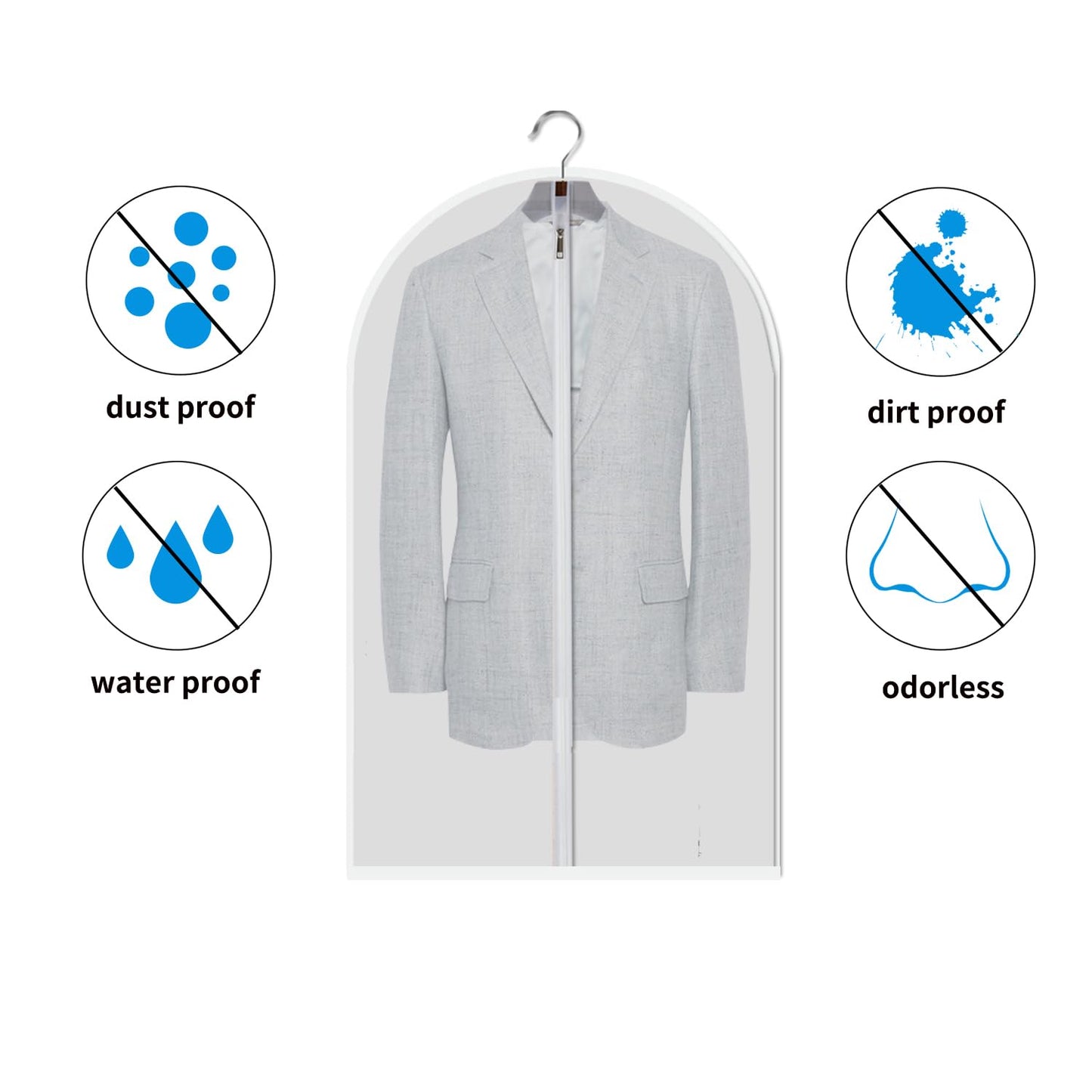 Clear Garment Bags Clothes Covers Protecting Dusts (Set of 12) for Storage Plastic Garment Bags Hanging Clothes Bags Dress Bag for Gowns Long with Zipper for Closet - 24'' x 40''/12 Pack