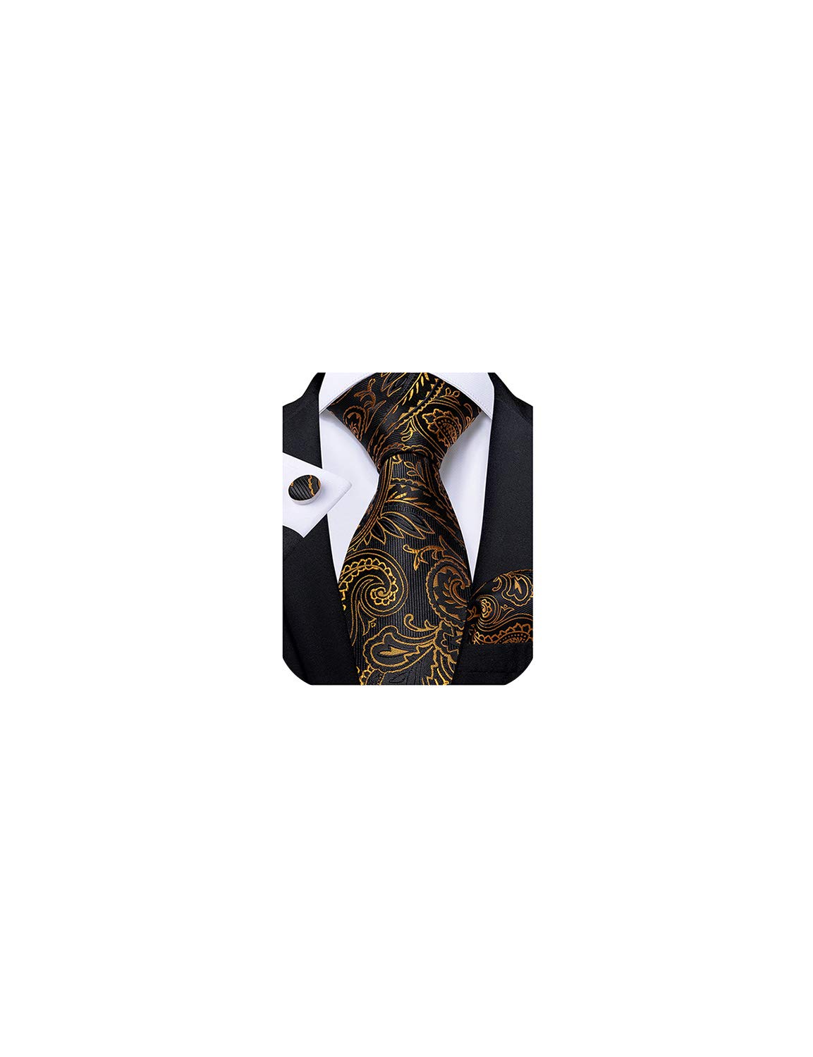 Extra Long Tie for Men Silk 63 inches XL Necktie and Pocket Suqare Cufflinks Set Mens Big and Tall Tie Wedding Party