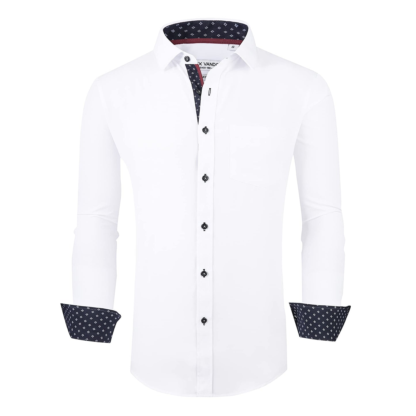 Alex Vando Mens Dress Shirt Wrinkle Free Regular Fit 4-Way Stretch Button Down Shirts