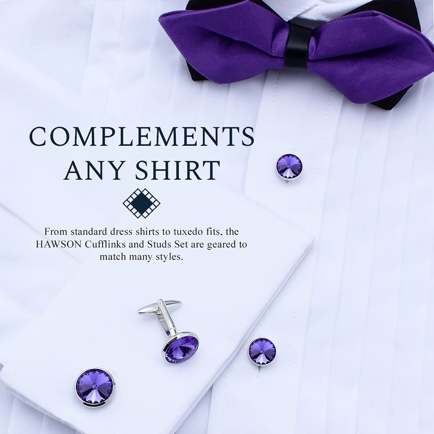 Cufflinks for Men with 4/6 pcs Shirt Studs Set, Gift Box Packed