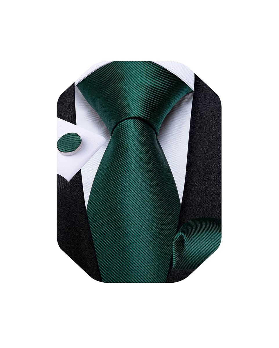 Mens Solid Color Tie and Pocket Square Set Woven Silk Plain Necktie & Handkerchief for Men Wedding Party Formal