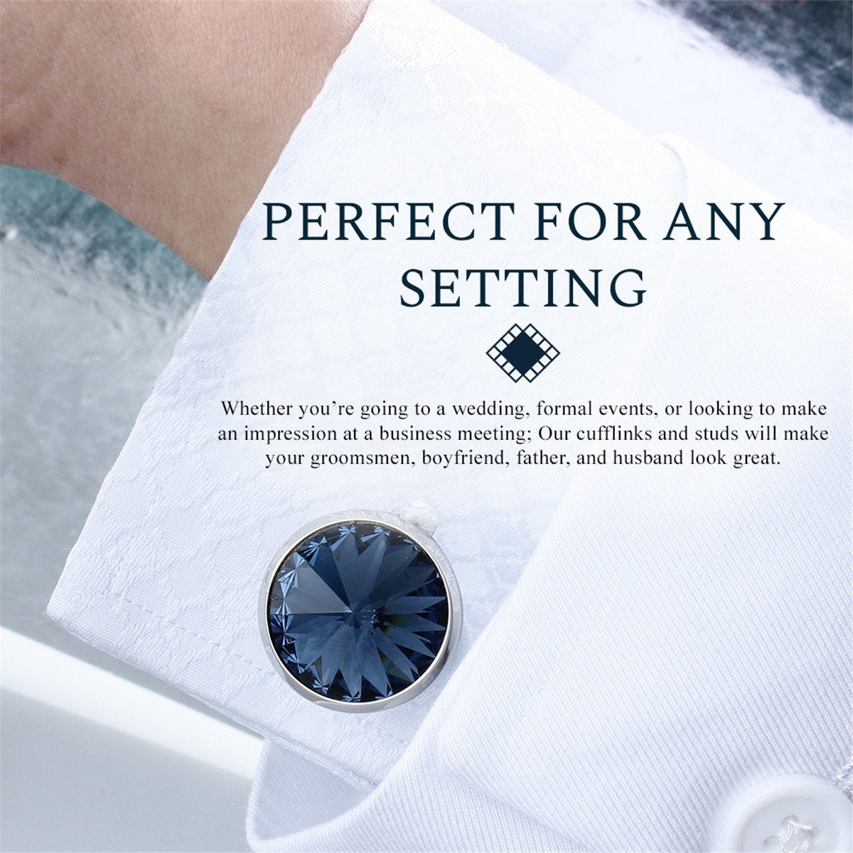 Cufflinks for Men with 4/6 pcs Shirt Studs Set, Gift Box Packed