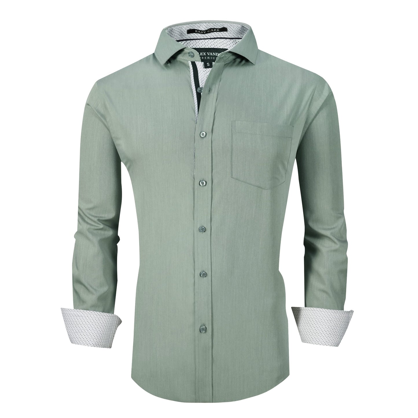 Alex Vando Mens Bamboo Dress Shirts Wrinkle Free Regular Fit Stretch Button Down Shirt