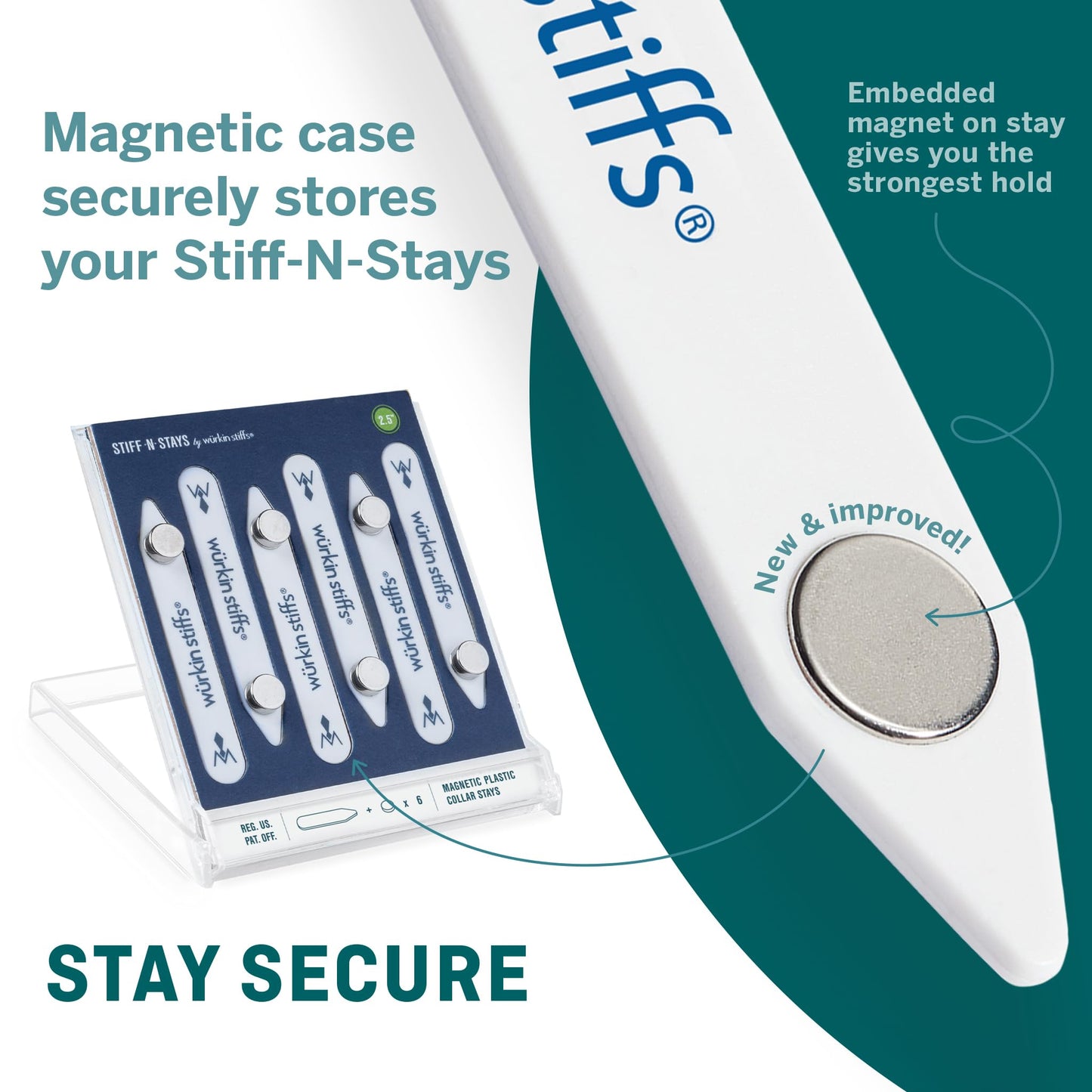 Würkin Stiffs Plastic Magnetic Collar Stays As Seen on Shark Tank | Stiff-N-Stays Collar Inserts