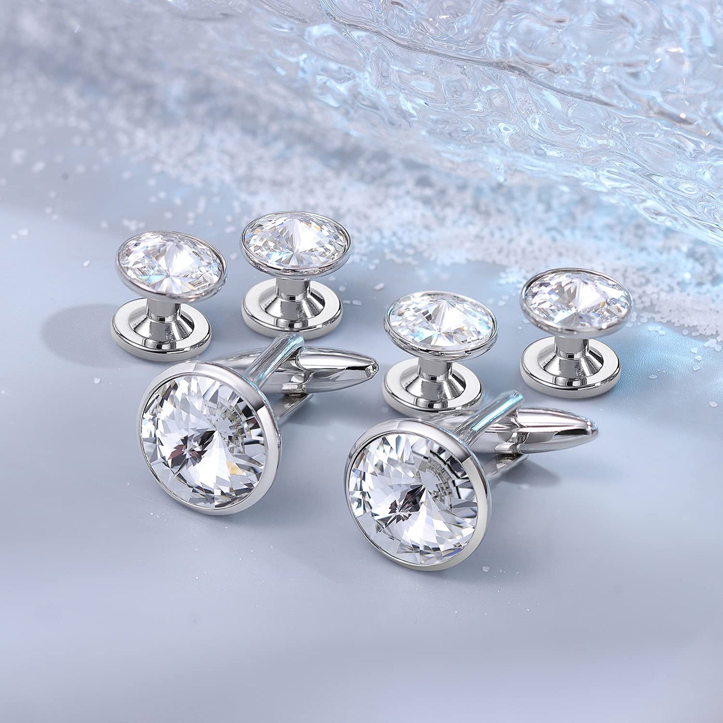 Cufflinks for Men with 4/6 pcs Shirt Studs Set, Gift Box Packed