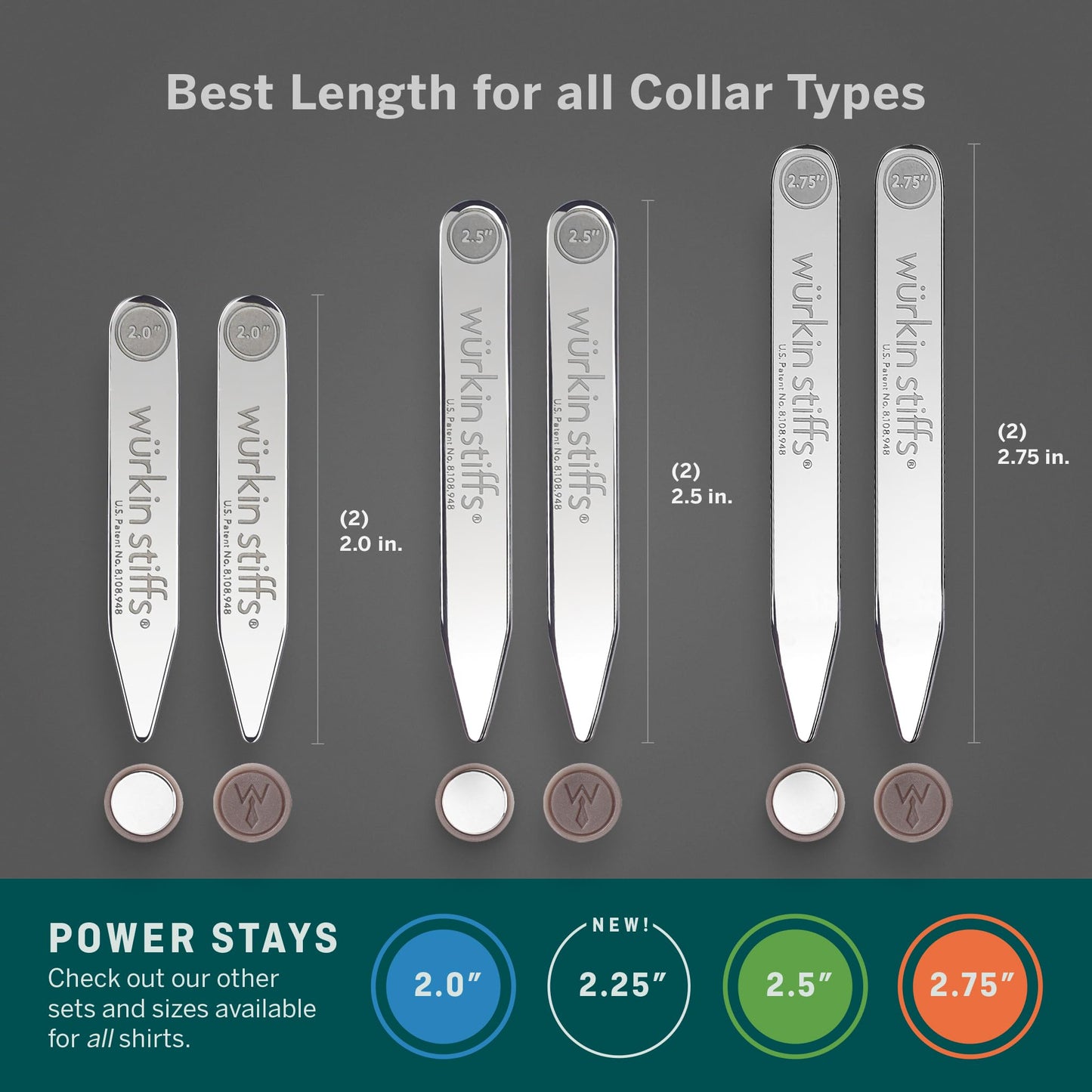 Würkin Stiffs Power Stays Magnetic Collar Stays|Power Stays with Storage Case | Metal Shirt Collar Stays for Men Clothing