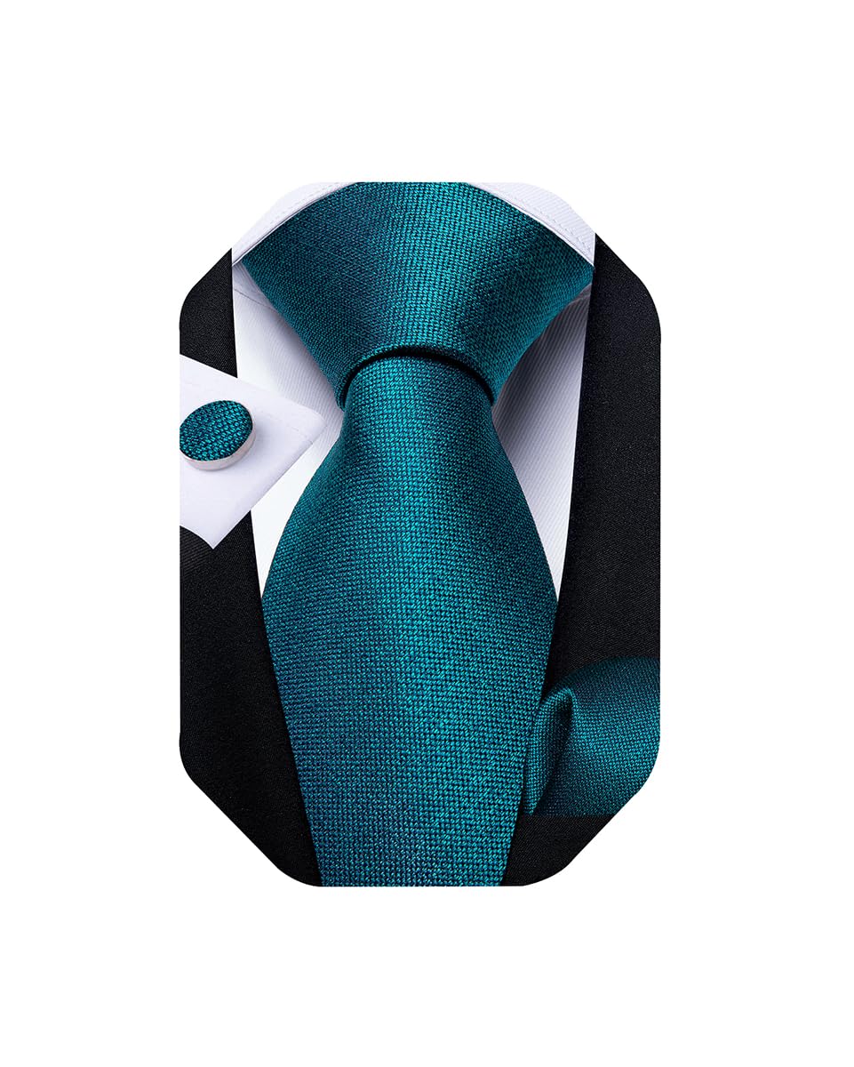 Extra Long Tie for Men Silk 63 inches XL Necktie and Pocket Suqare Cufflinks Set Mens Big and Tall Tie Wedding Party