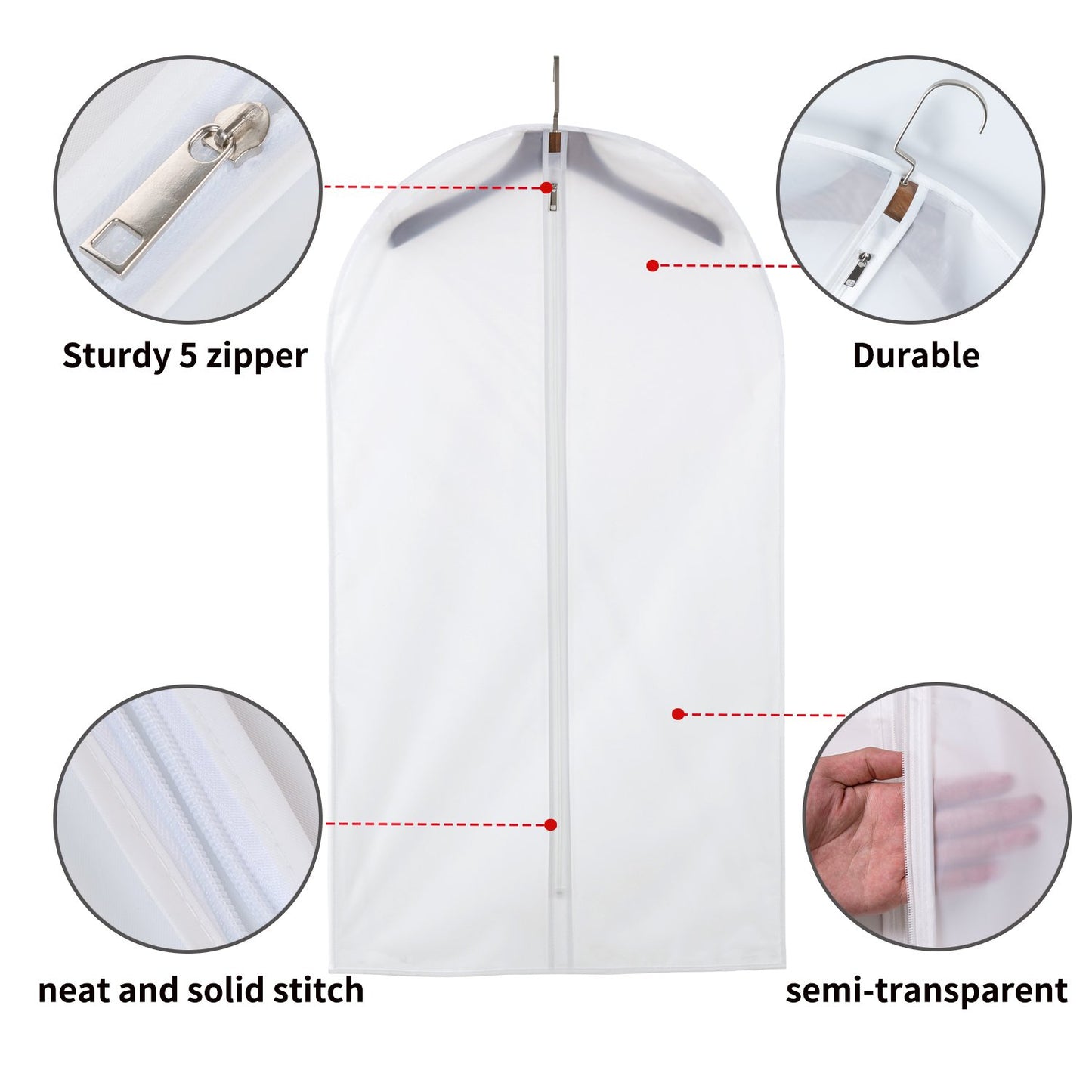 Clear Garment Bags Clothes Covers Protecting Dusts (Set of 12) for Storage Plastic Garment Bags Hanging Clothes Bags Dress Bag for Gowns Long with Zipper for Closet - 24'' x 40''/12 Pack