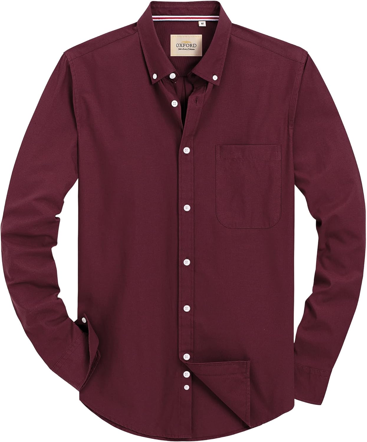 Alimens & Gentle Mens Solid Oxford Shirt Long Sleeve Dress Shirt Work Casual Button Down Shirts with Pocket