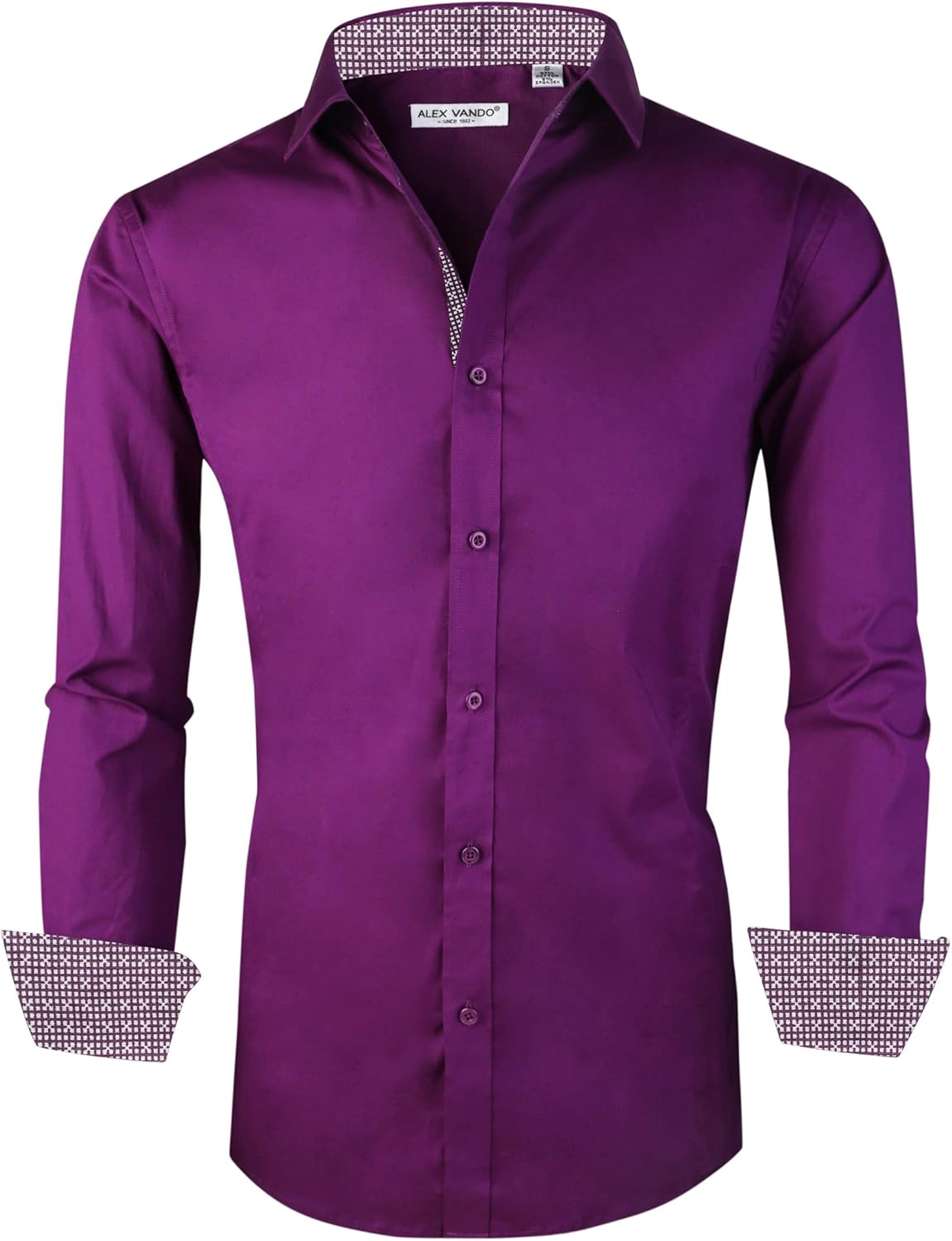 Alex Vando Mens Dress Shirts Regular Fit Long Sleeve Stretch Business Dress Shirts for Men