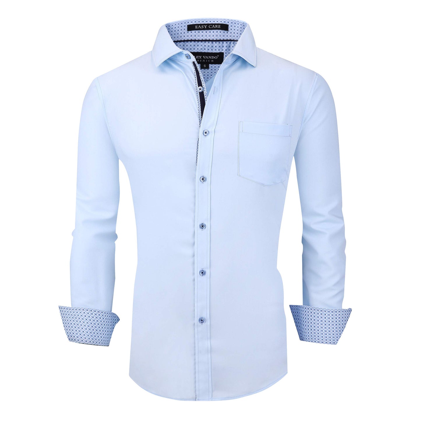 Alex Vando Mens Bamboo Dress Shirts Wrinkle Free Regular Fit Stretch Button Down Shirt
