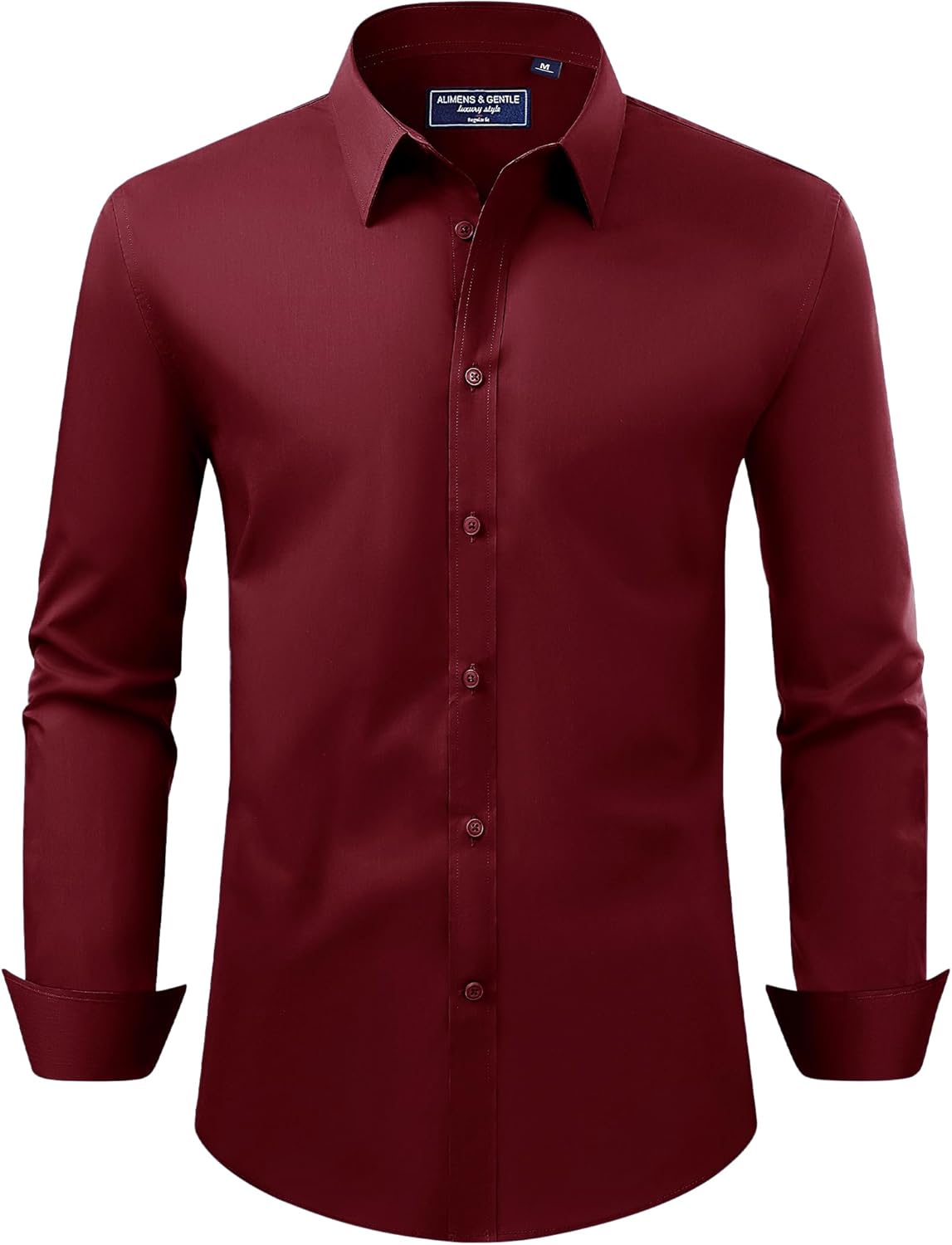 Alimens & Gentle Men's Dress Shirt Regular Fit Stretch Stain Shield Long Sleeve Solid Business Wedding Button Down Shirts