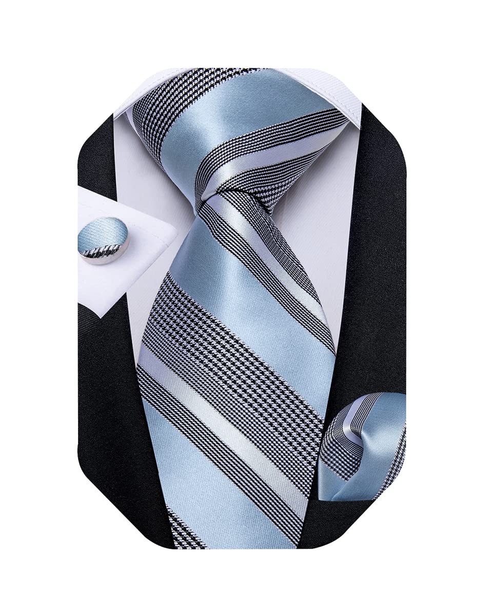 Extra Long Tie for Men Silk 63 inches XL Necktie and Pocket Suqare Cufflinks Set Mens Big and Tall Tie Wedding Party
