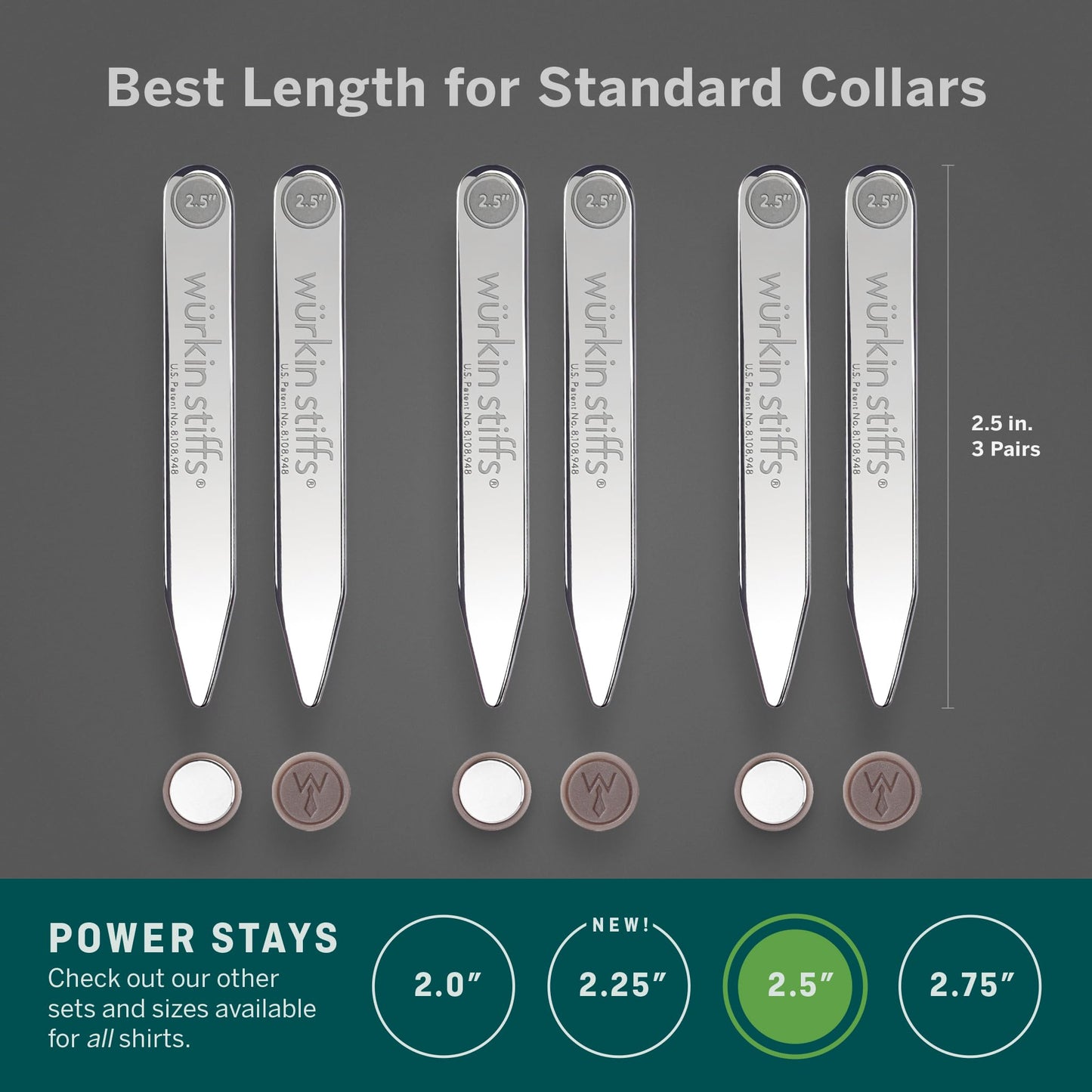 Würkin Stiffs Power Stays Magnetic Collar Stays|Power Stays with Storage Case | Metal Shirt Collar Stays for Men Clothing