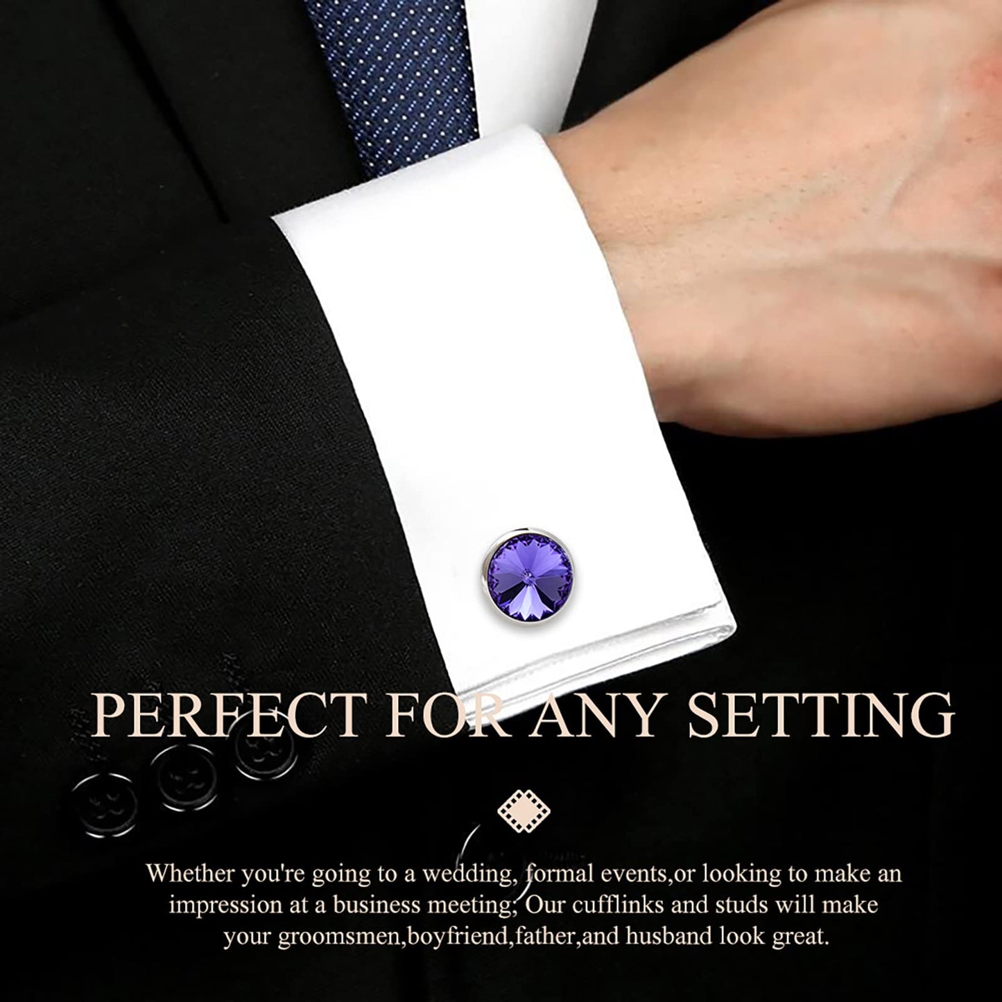 Cufflinks for Men with 4/6 pcs Shirt Studs Set, Gift Box Packed