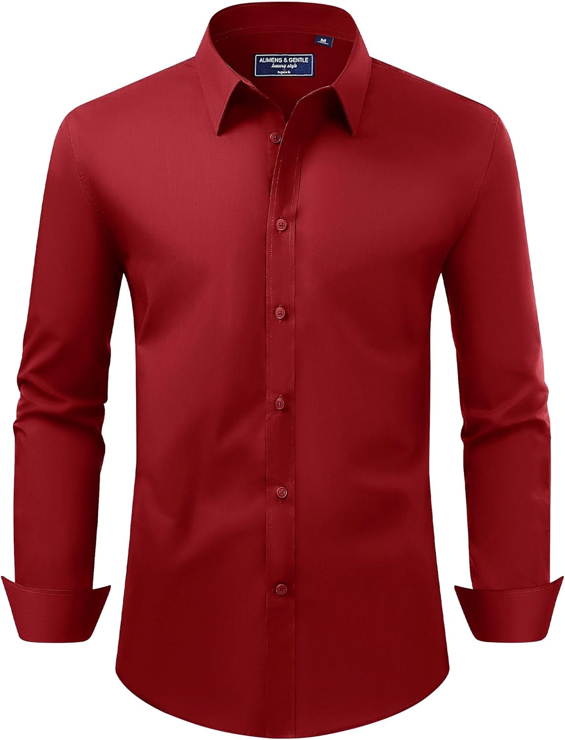 Alimens & Gentle Men's Dress Shirt Regular Fit Stretch Stain Shield Long Sleeve Solid Business Wedding Button Down Shirts