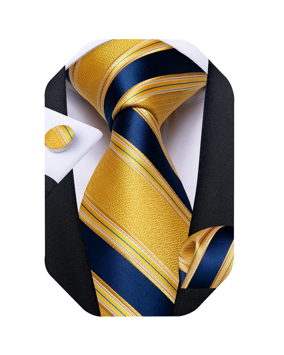 Extra Long Tie for Men Silk 63 inches XL Necktie and Pocket Suqare Cufflinks Set Mens Big and Tall Tie Wedding Party