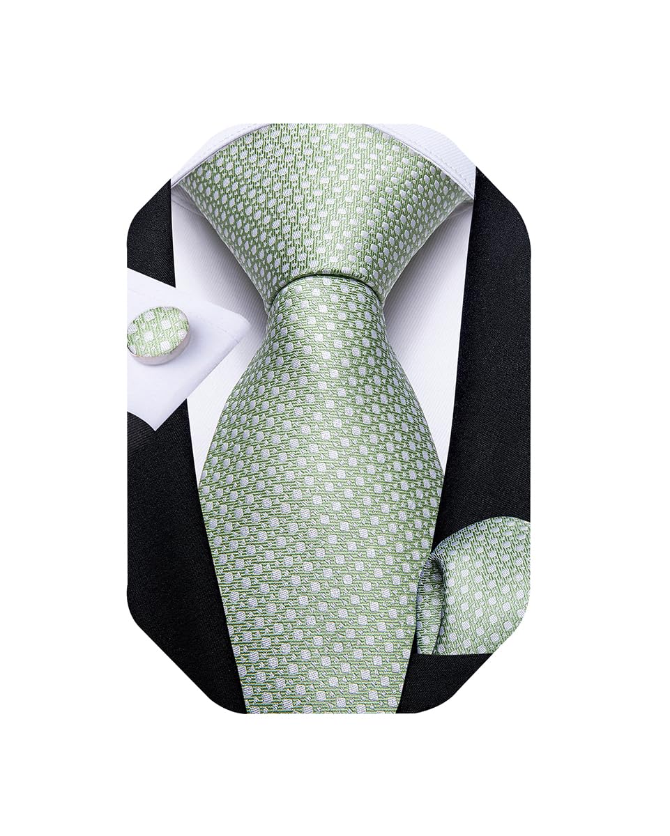 Extra Long Tie for Men Silk 63 inches XL Necktie and Pocket Suqare Cufflinks Set Mens Big and Tall Tie Wedding Party