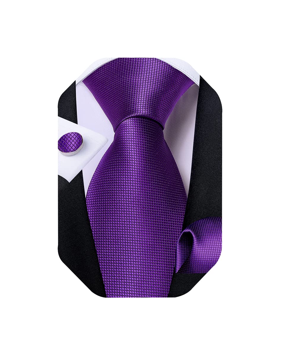 Extra Long Tie for Men Silk 63 inches XL Necktie and Pocket Suqare Cufflinks Set Mens Big and Tall Tie Wedding Party