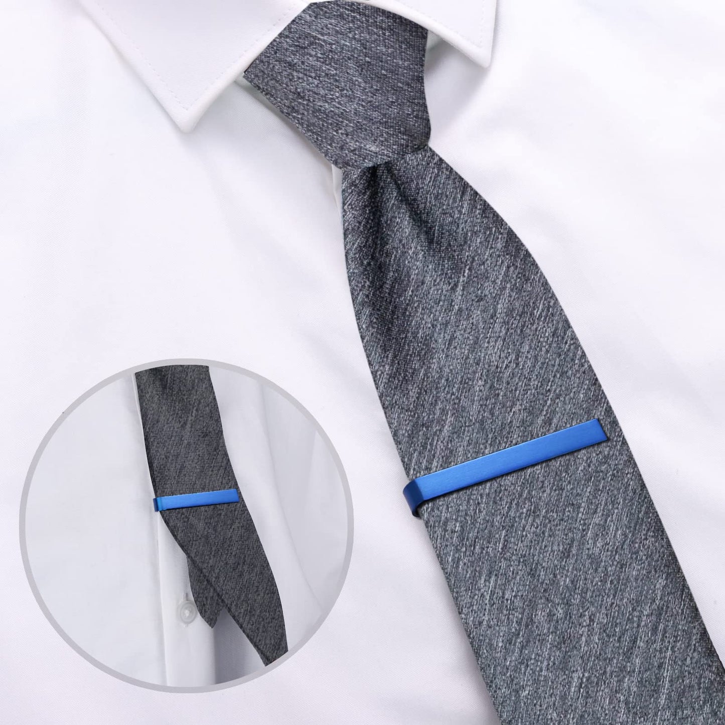 Skinny Tie Clip Bar Set, 2 Inch Tie Clip for Men - Wedding, Meeting, Party Gift Set