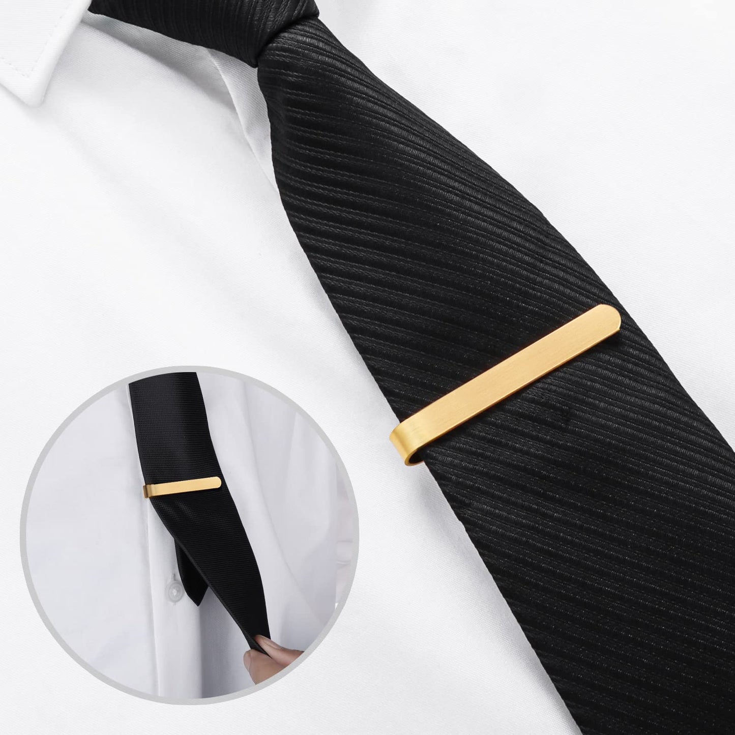 Skinny Tie Clip Bar Set, 2 Inch Tie Clip for Men - Wedding, Meeting, Party Gift Set