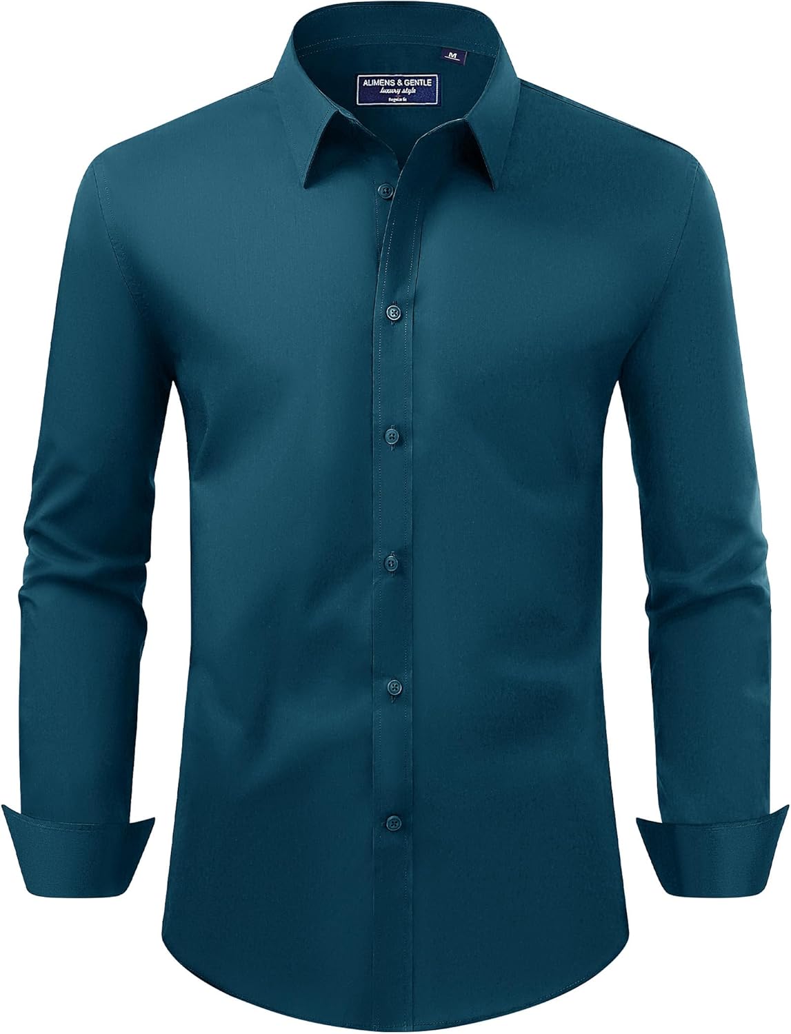 Alimens & Gentle Men's Dress Shirt Regular Fit Stretch Stain Shield Long Sleeve Solid Business Wedding Button Down Shirts