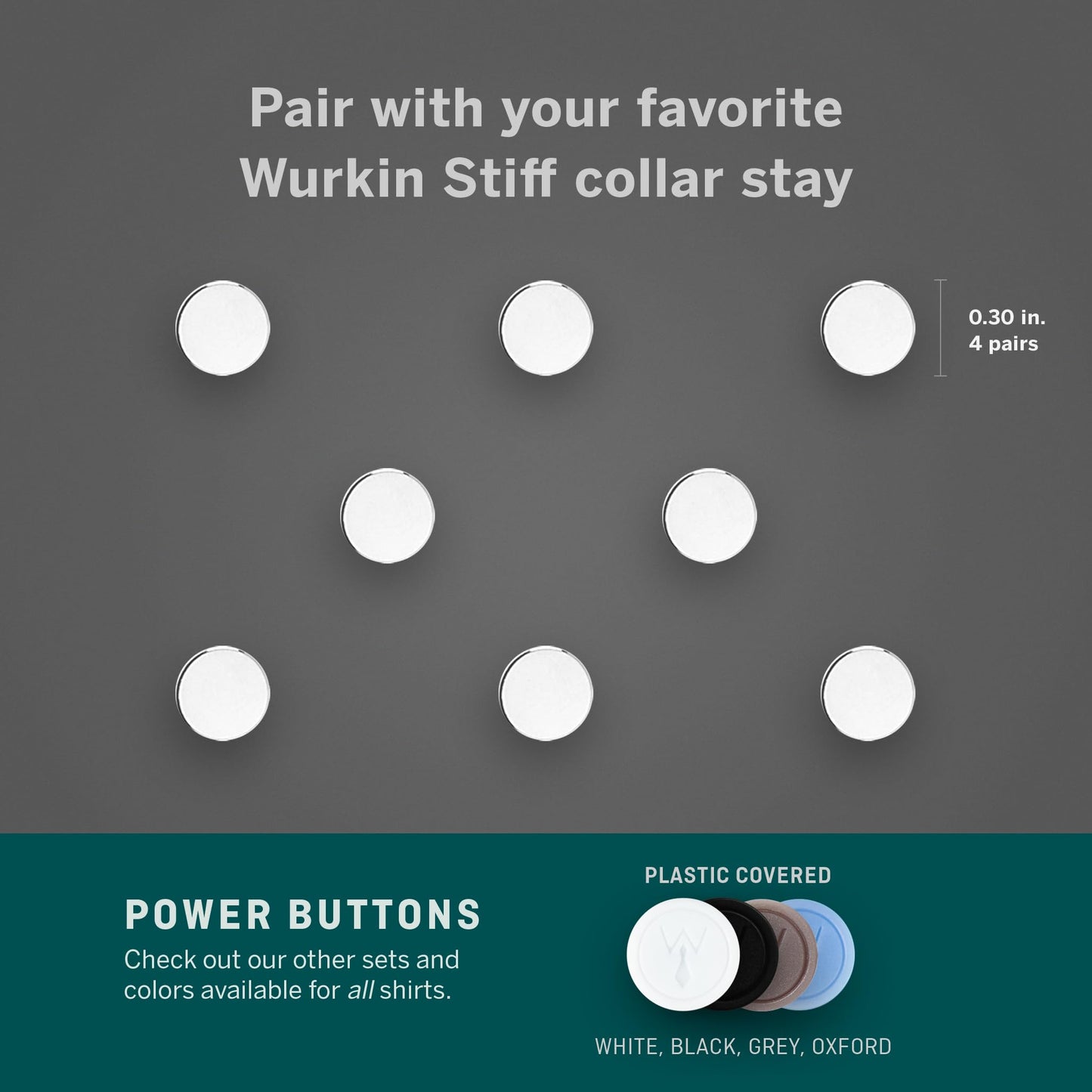 Würkin Stiffs Magnetic Power Buttons Pack of 8 | Magnets for Collar Stays in Storage Case | As Seen on Shark Tank