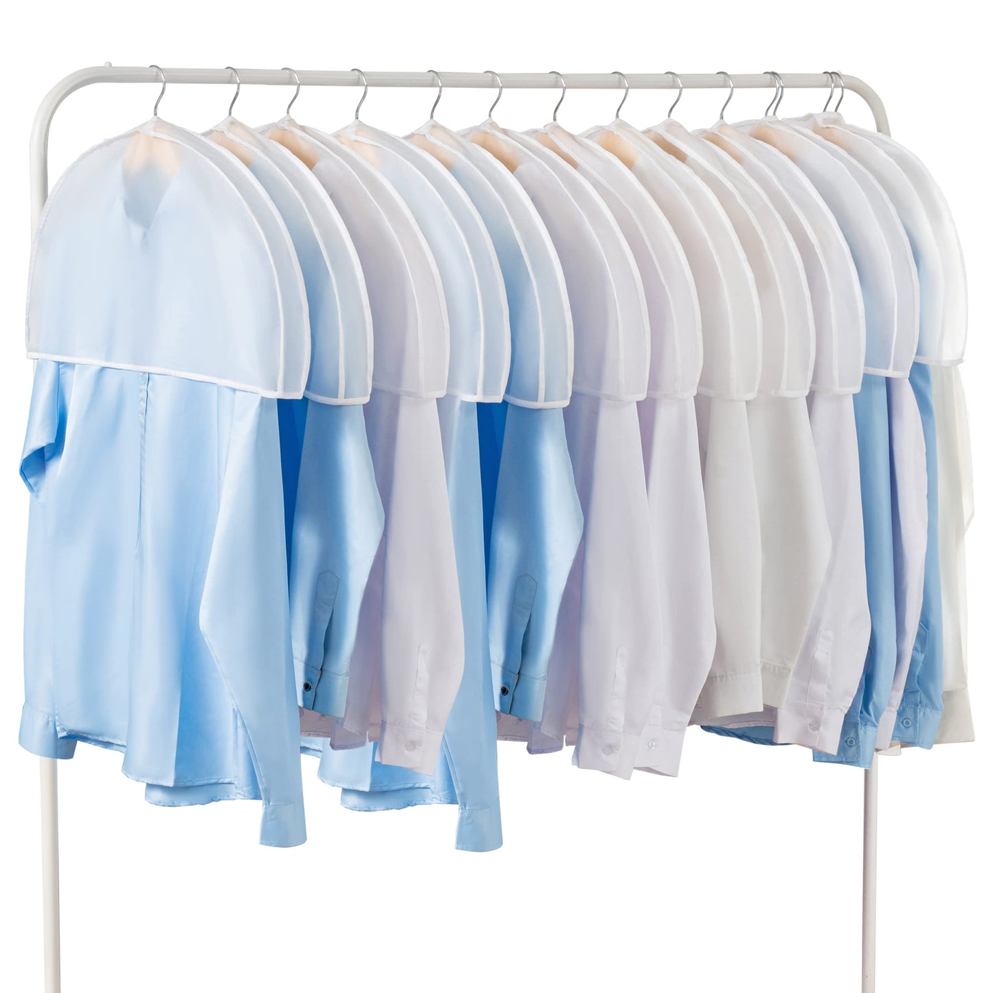 Clear Garment Bags Clothes Covers Protecting Dusts (Set of 12) for Storage Plastic Garment Bags Hanging Clothes Bags Dress Bag for Gowns Long with Zipper for Closet - 24'' x 40''/12 Pack