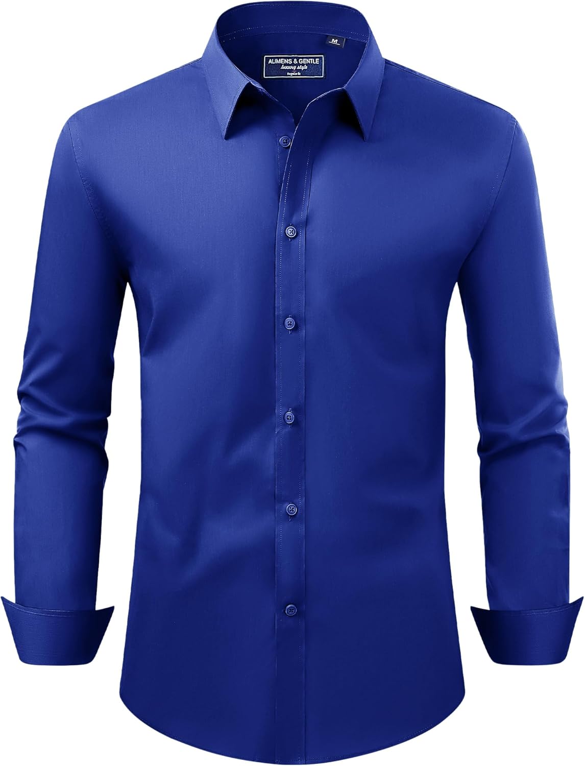 Alimens & Gentle Men's Dress Shirt Regular Fit Stretch Stain Shield Long Sleeve Solid Business Wedding Button Down Shirts