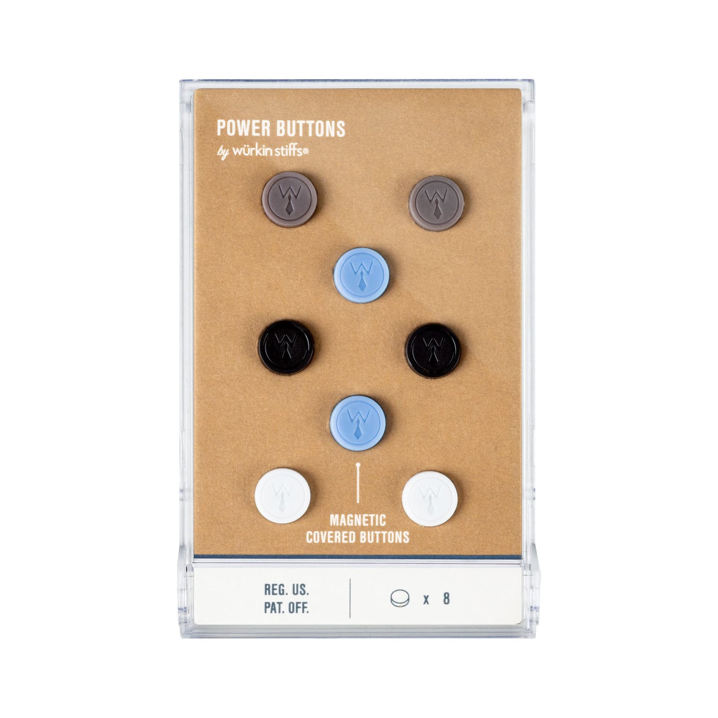 Würkin Stiffs Magnetic Power Buttons Pack of 8 | Magnets for Collar Stays in Storage Case | As Seen on Shark Tank