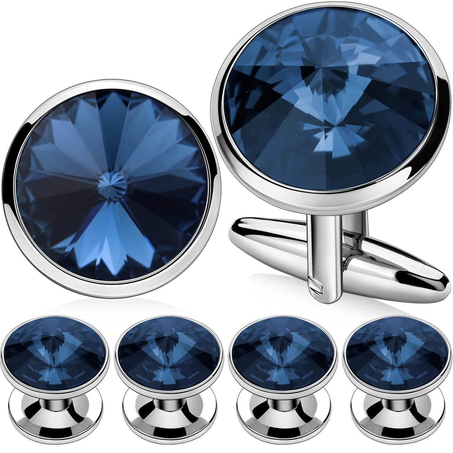 Cufflinks for Men with 4/6 pcs Shirt Studs Set, Gift Box Packed