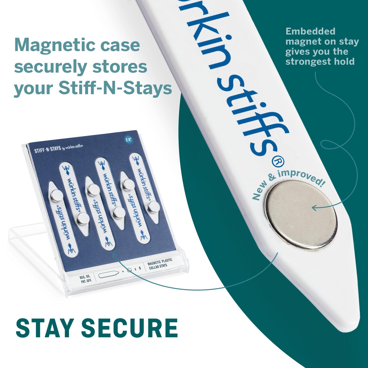 Würkin Stiffs Plastic Magnetic Collar Stays As Seen on Shark Tank | Stiff-N-Stays Collar Inserts