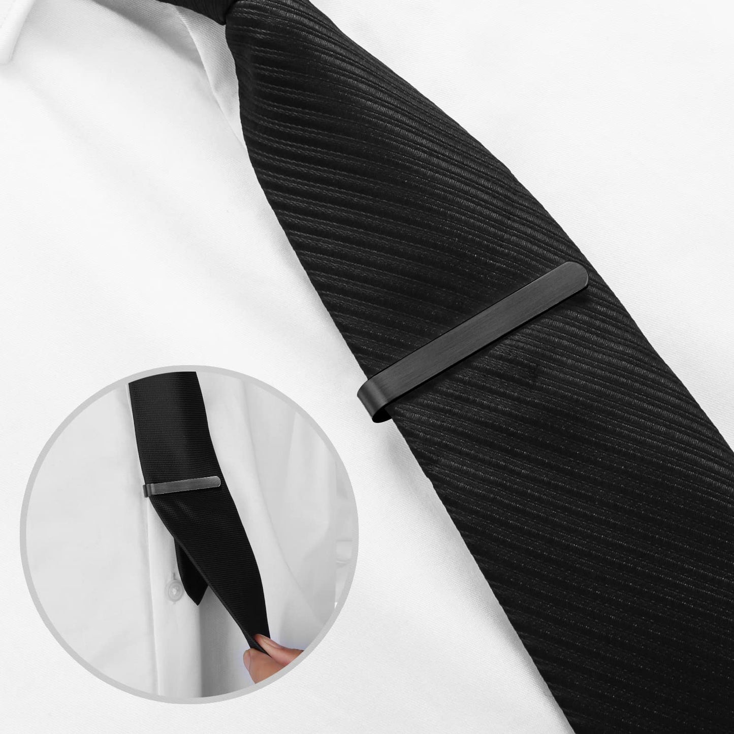 Skinny Tie Clip Bar Set, 2 Inch Tie Clip for Men - Wedding, Meeting, Party Gift Set