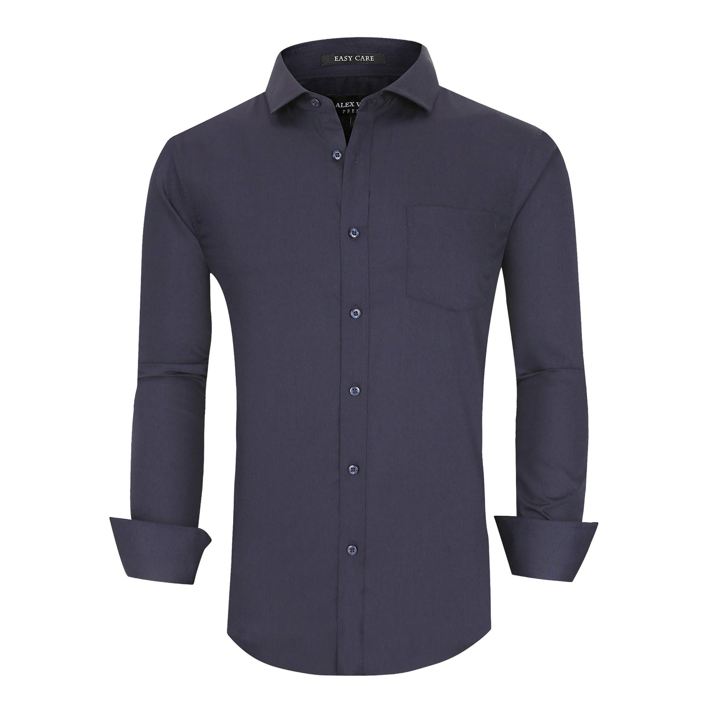 Alex Vando Mens Bamboo Dress Shirts Wrinkle Free Regular Fit Stretch Button Down Shirt