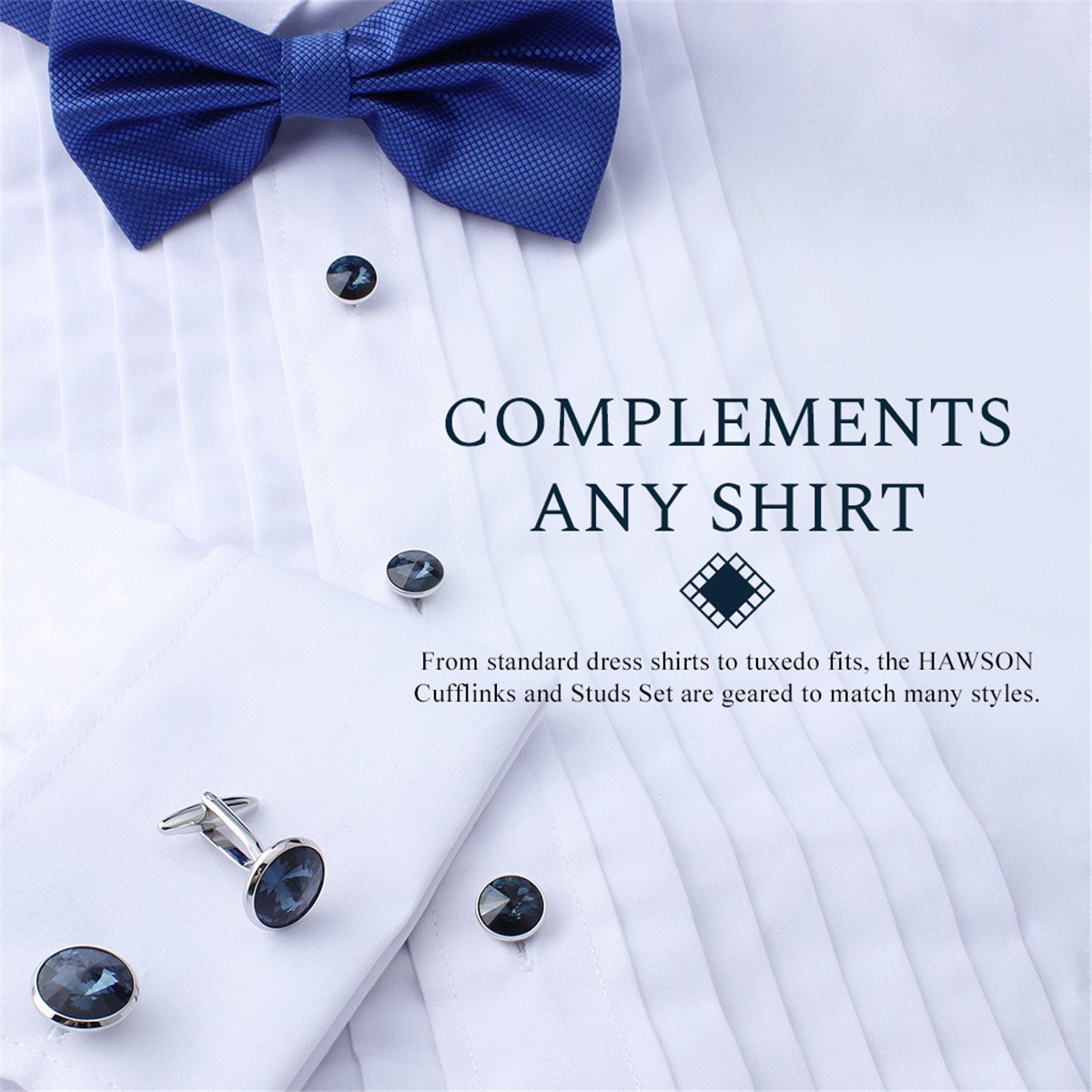 Cufflinks for Men with 4/6 pcs Shirt Studs Set, Gift Box Packed