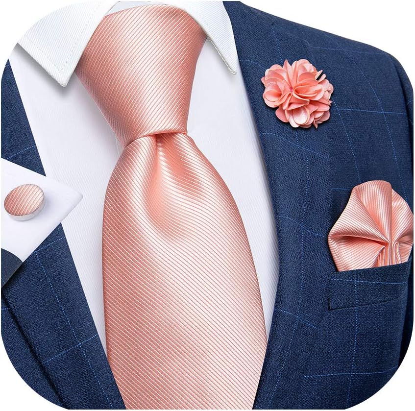 Silk Ties for Men Necktie and Lapel Pin Brooch Set Formal Woven Paisley Plaid Striped Solid Tie Wedding Party