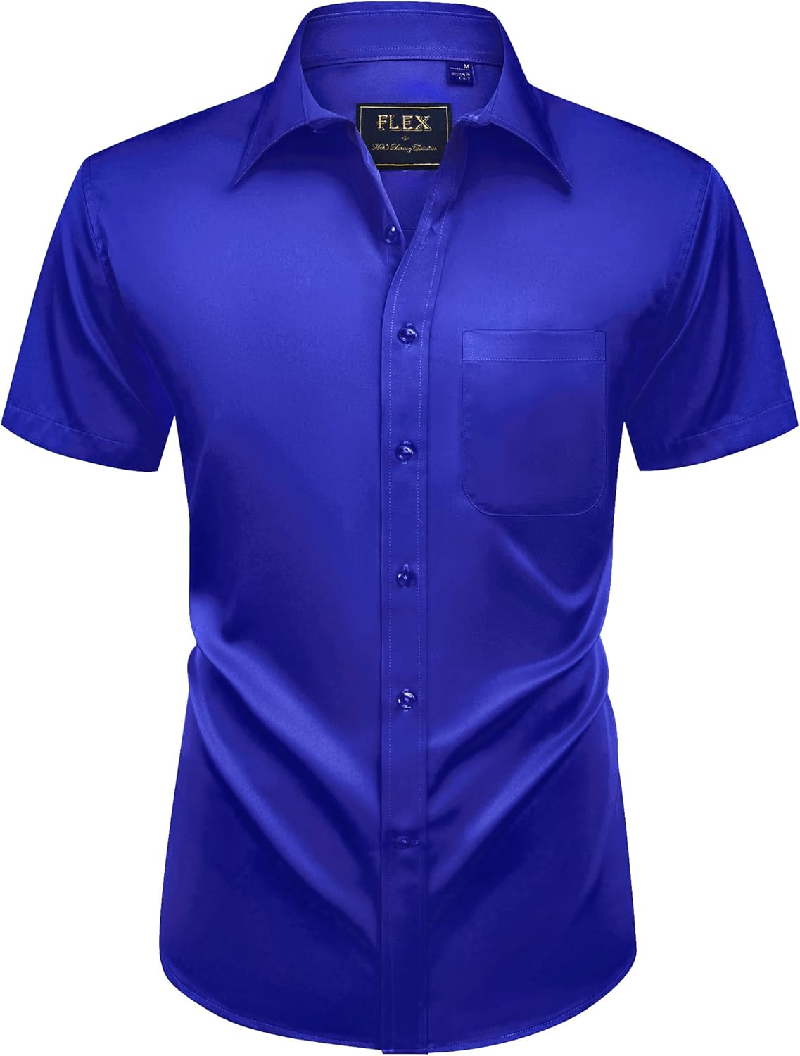 Alimens & Gentle Mens Short Sleeve Dress Shirts Wrinkle Free Solid Casual Button Down Shirts with Pocket