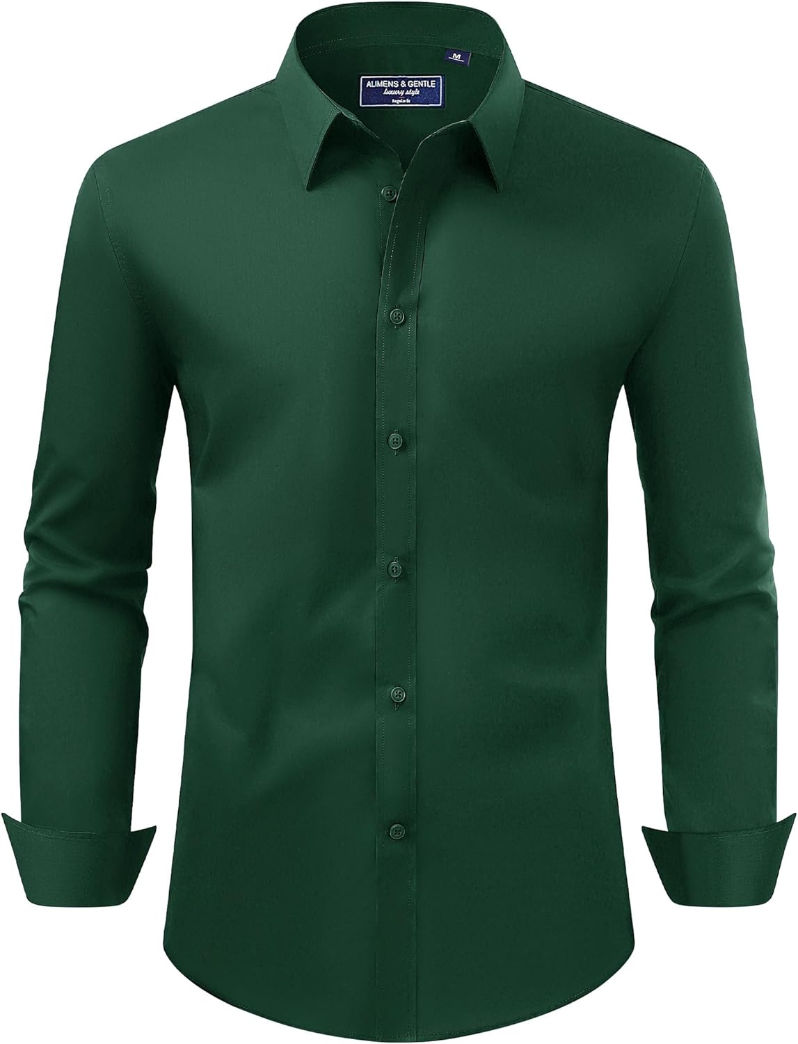 Alimens & Gentle Men's Dress Shirt Regular Fit Stretch Stain Shield Long Sleeve Solid Business Wedding Button Down Shirts