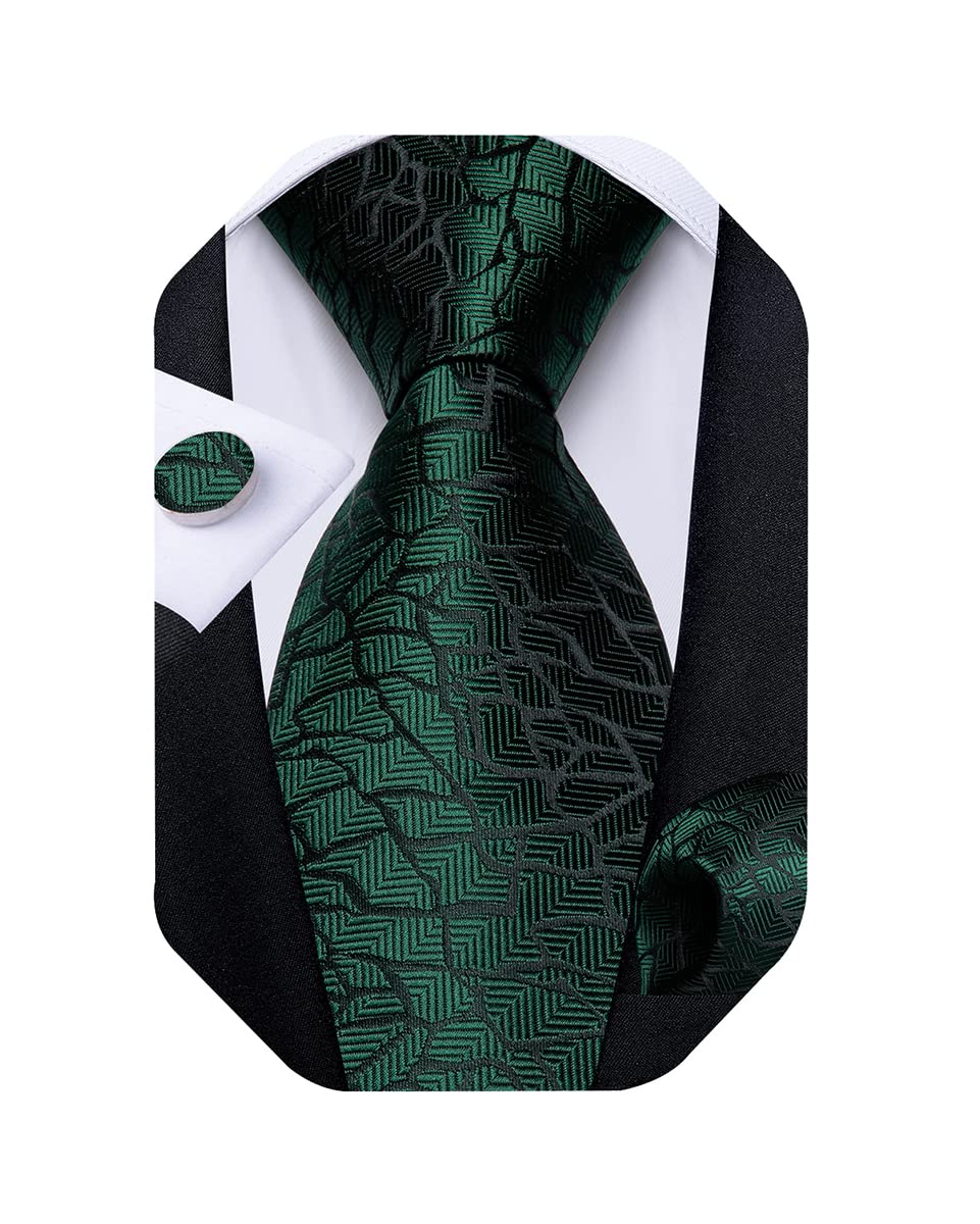 Extra Long Tie for Men Silk 63 inches XL Necktie and Pocket Suqare Cufflinks Set Mens Big and Tall Tie Wedding Party