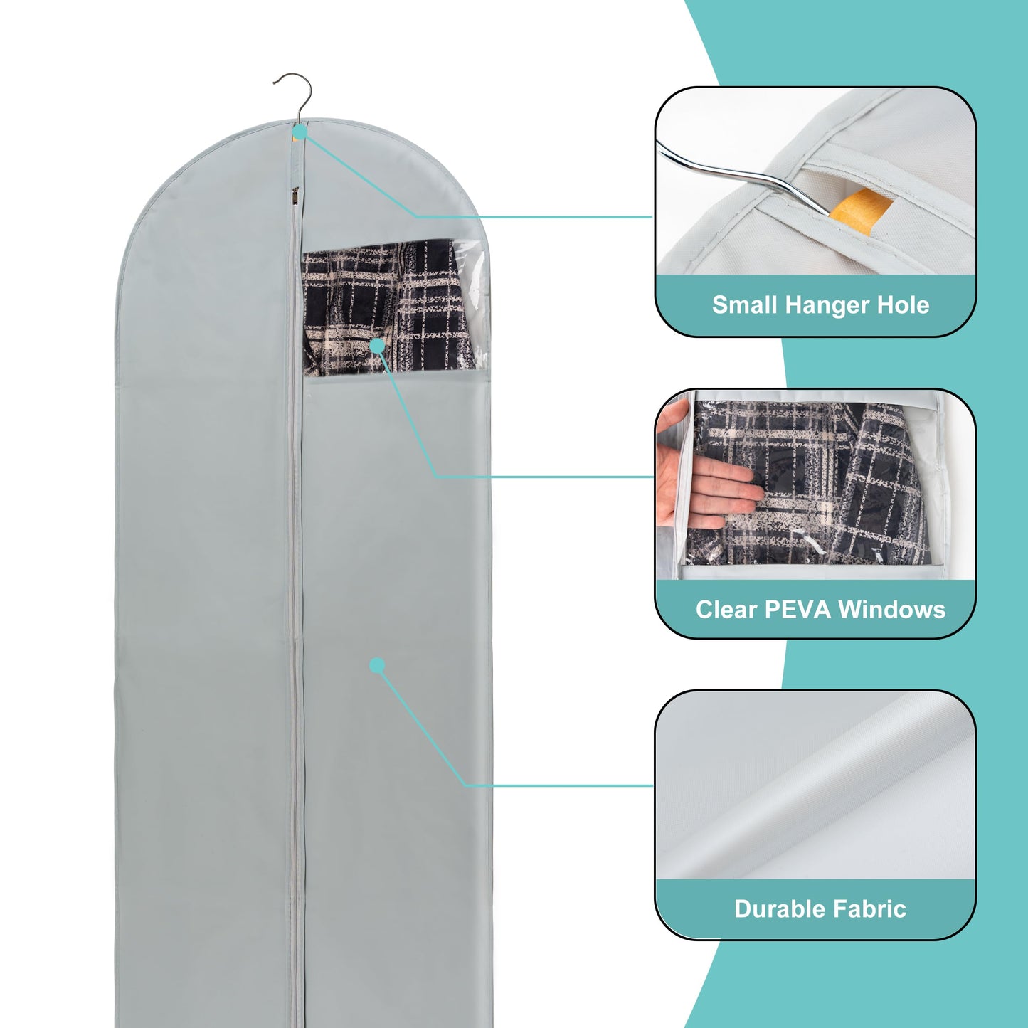 Clear Garment Bags Clothes Covers Protecting Dusts (Set of 12) for Storage Plastic Garment Bags Hanging Clothes Bags Dress Bag for Gowns Long with Zipper for Closet - 24'' x 40''/12 Pack