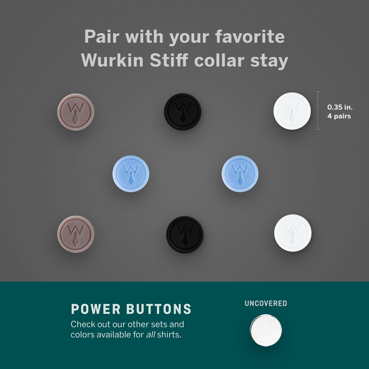 Würkin Stiffs Magnetic Power Buttons Pack of 8 | Magnets for Collar Stays in Storage Case | As Seen on Shark Tank