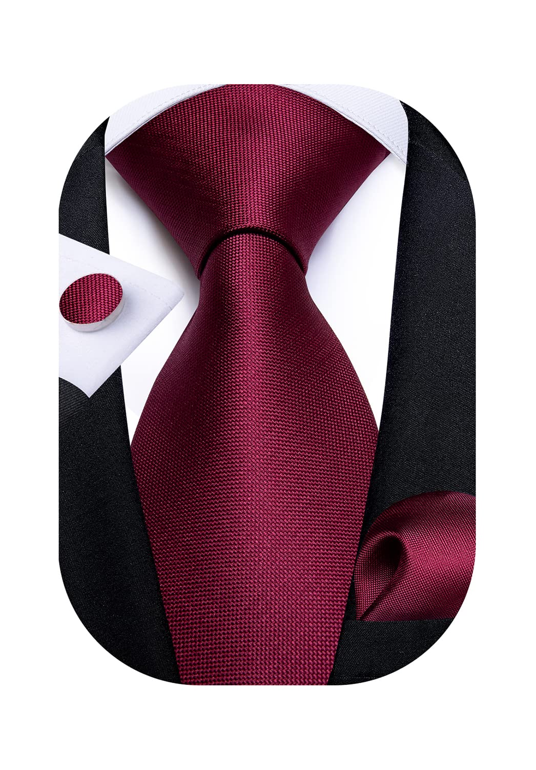Mens Tie Set Silk Solid Paisley Necktie and Pocket Square Cufflinks Classic Formal Ties for Men Wedding Party