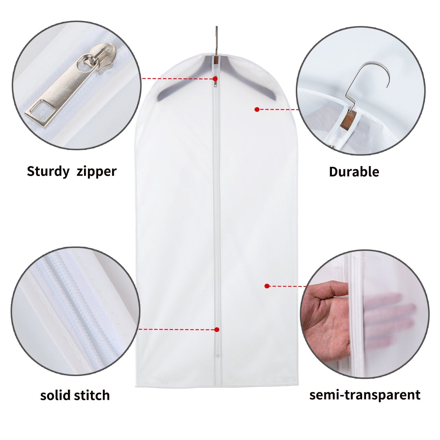 Clear Garment Bags Clothes Covers Protecting Dusts (Set of 12) for Storage Plastic Garment Bags Hanging Clothes Bags Dress Bag for Gowns Long with Zipper for Closet - 24'' x 40''/12 Pack