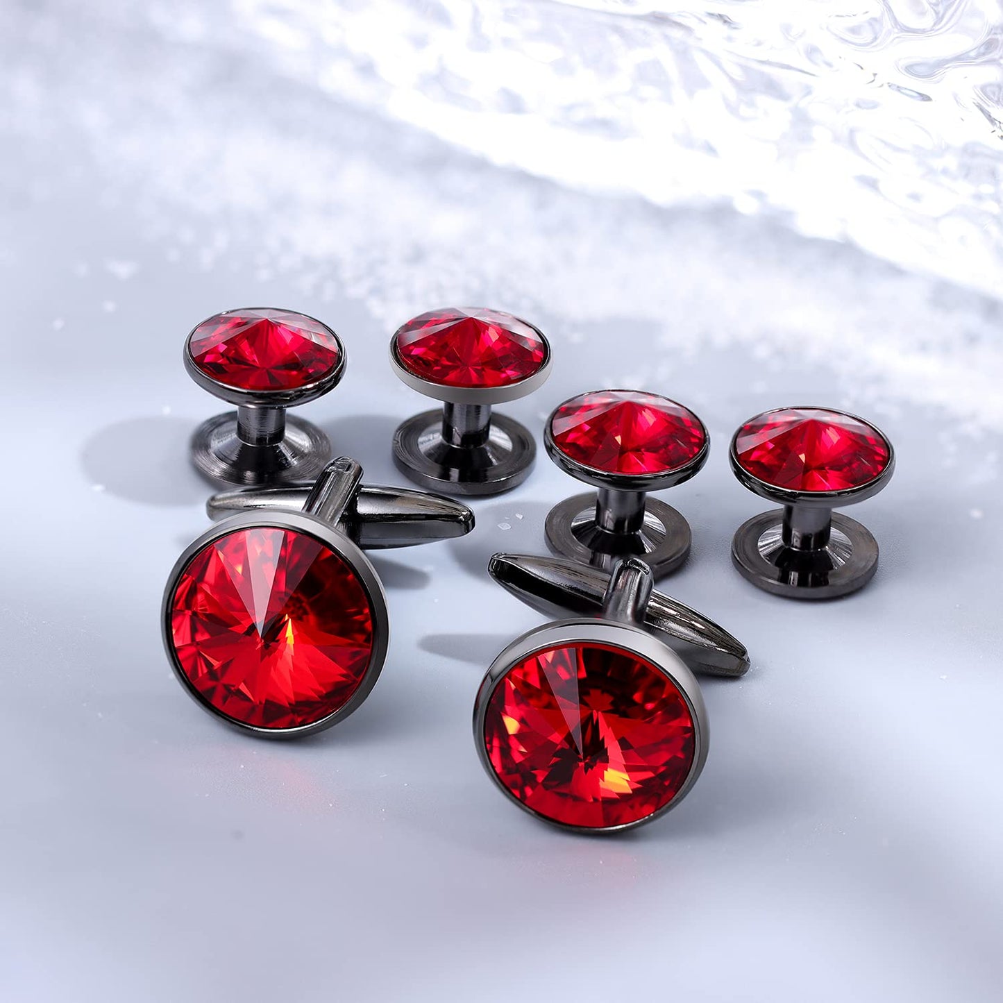 Cufflinks for Men with 4/6 pcs Shirt Studs Set, Gift Box Packed