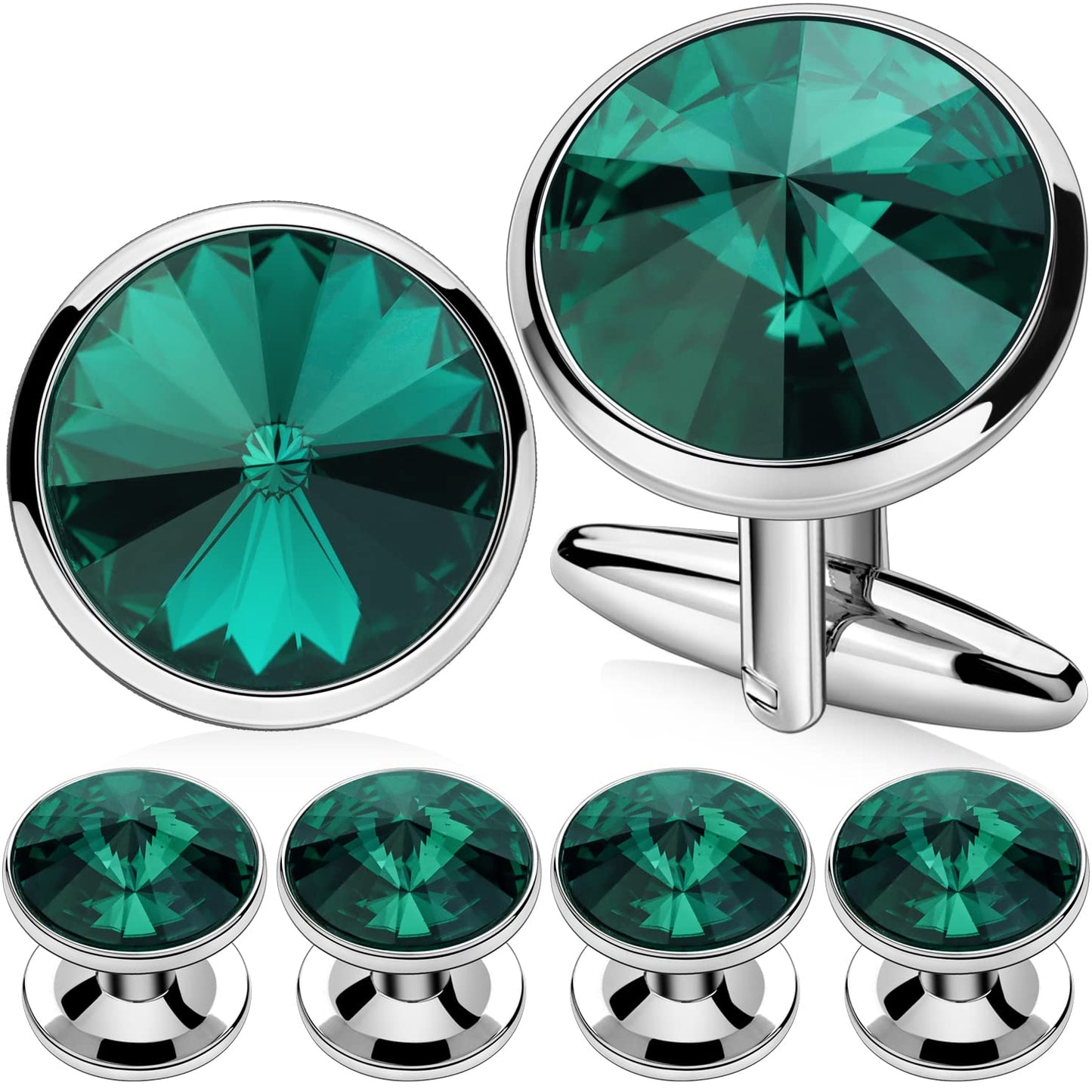 Cufflinks for Men with 4/6 pcs Shirt Studs Set, Gift Box Packed