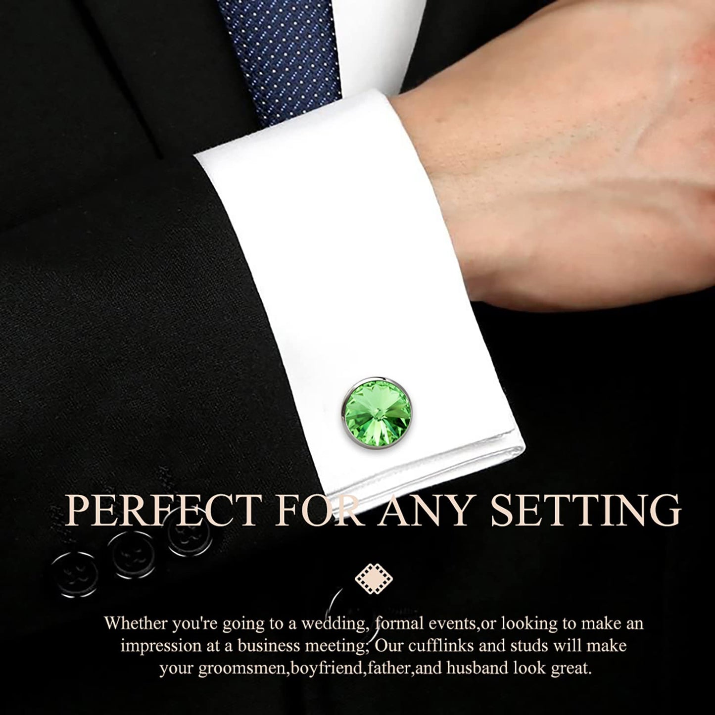 Cufflinks for Men with 4/6 pcs Shirt Studs Set, Gift Box Packed