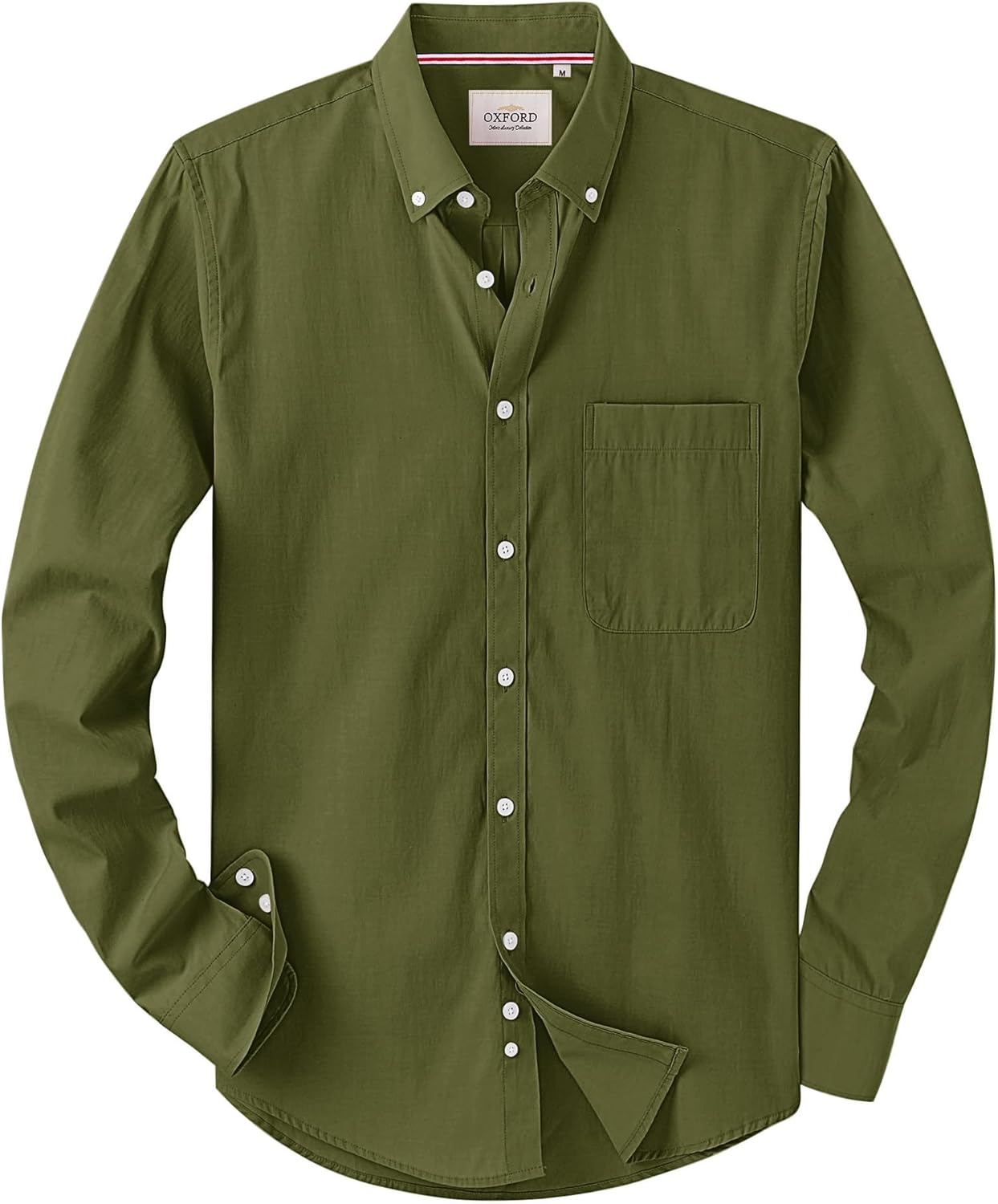 Alimens & Gentle Mens Solid Oxford Shirt Long Sleeve Dress Shirt Work Casual Button Down Shirts with Pocket