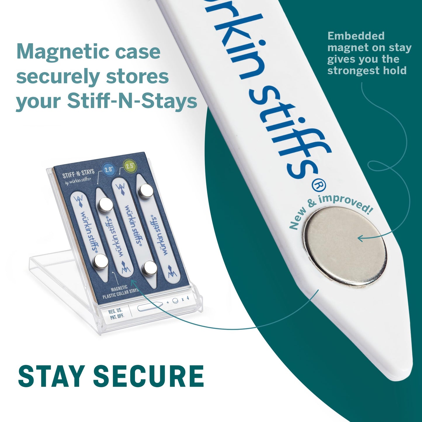 Würkin Stiffs Plastic Magnetic Collar Stays As Seen on Shark Tank | Stiff-N-Stays Collar Inserts