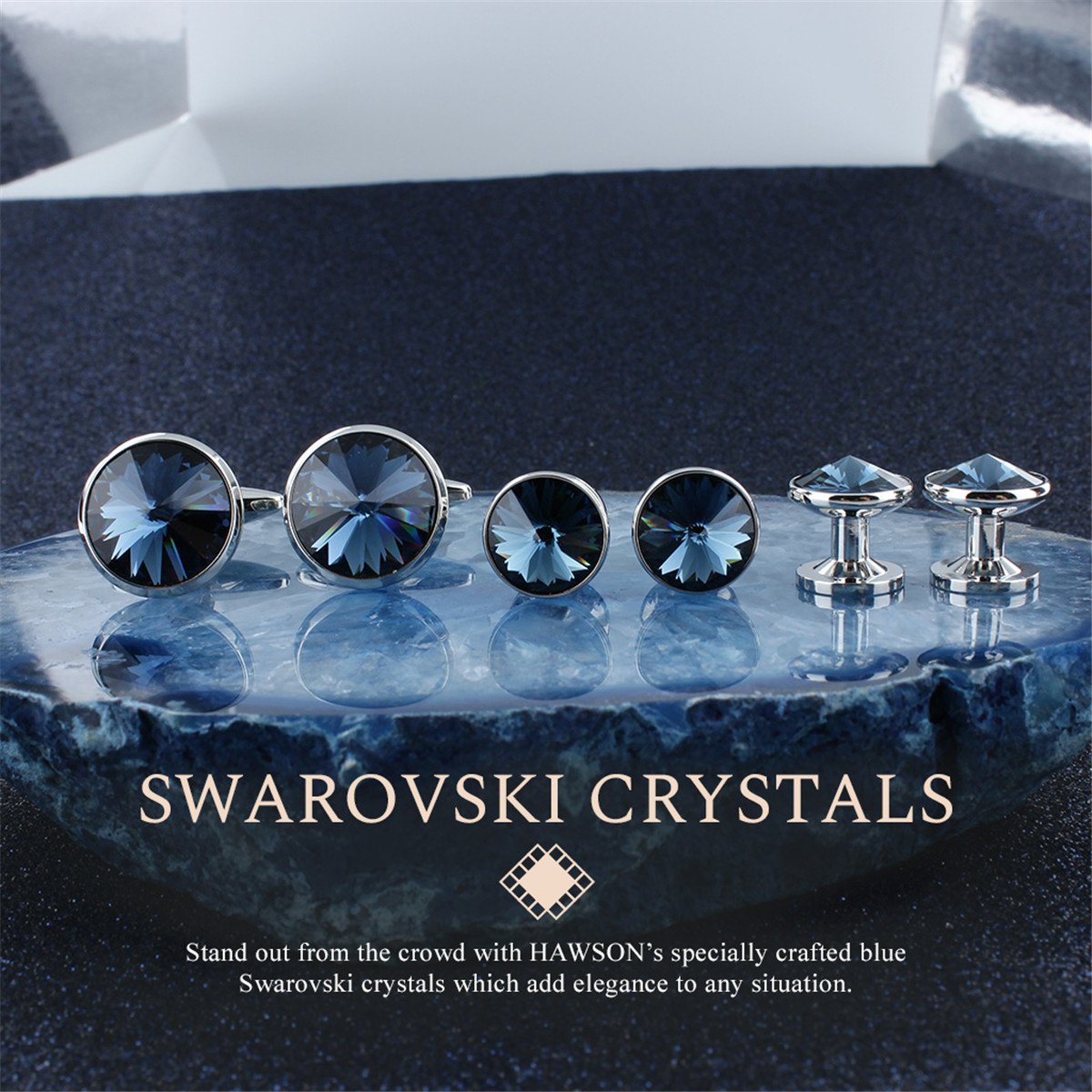 Cufflinks for Men with 4/6 pcs Shirt Studs Set, Gift Box Packed